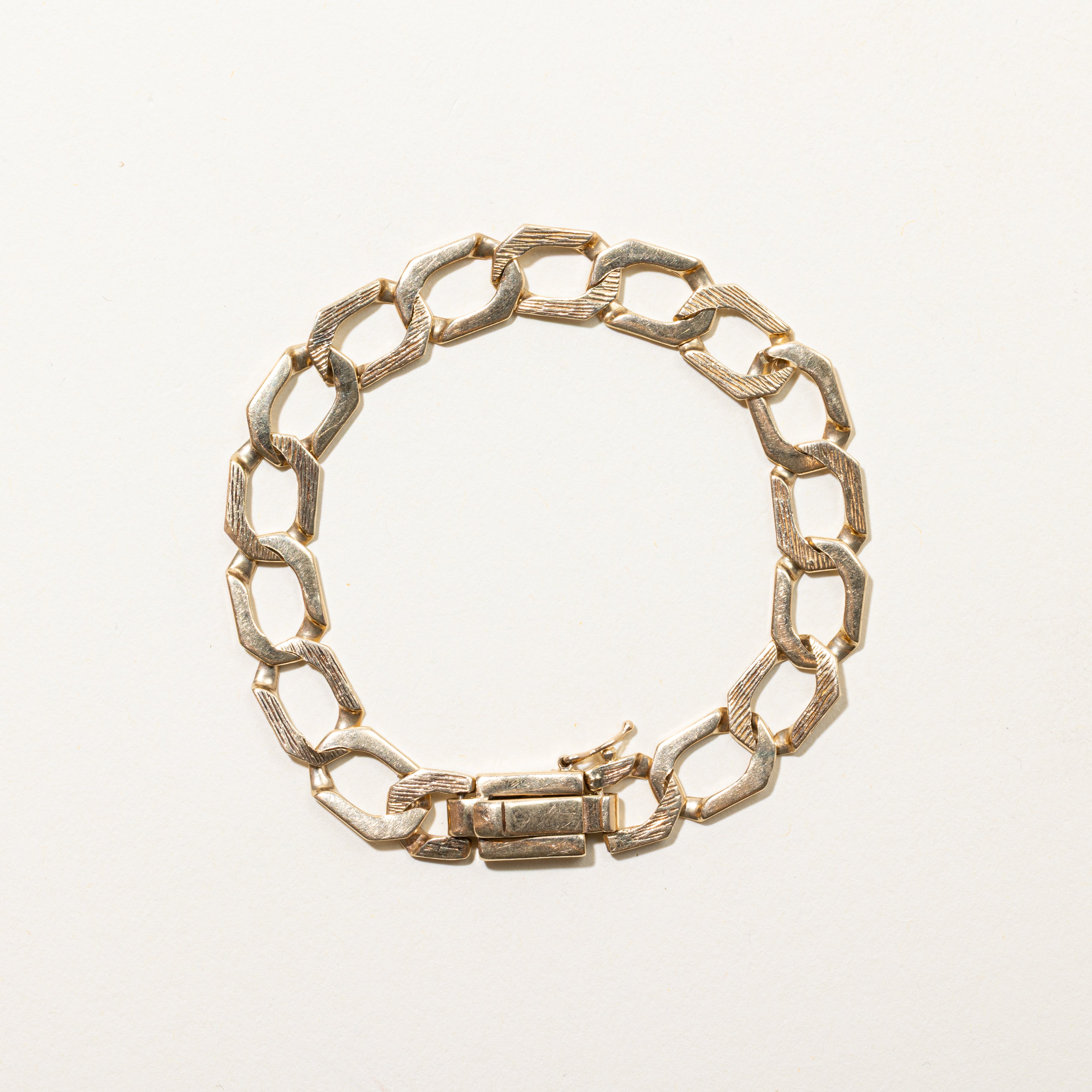 10k Yellow Gold Textured Curb Link Bracelet | 7.5"