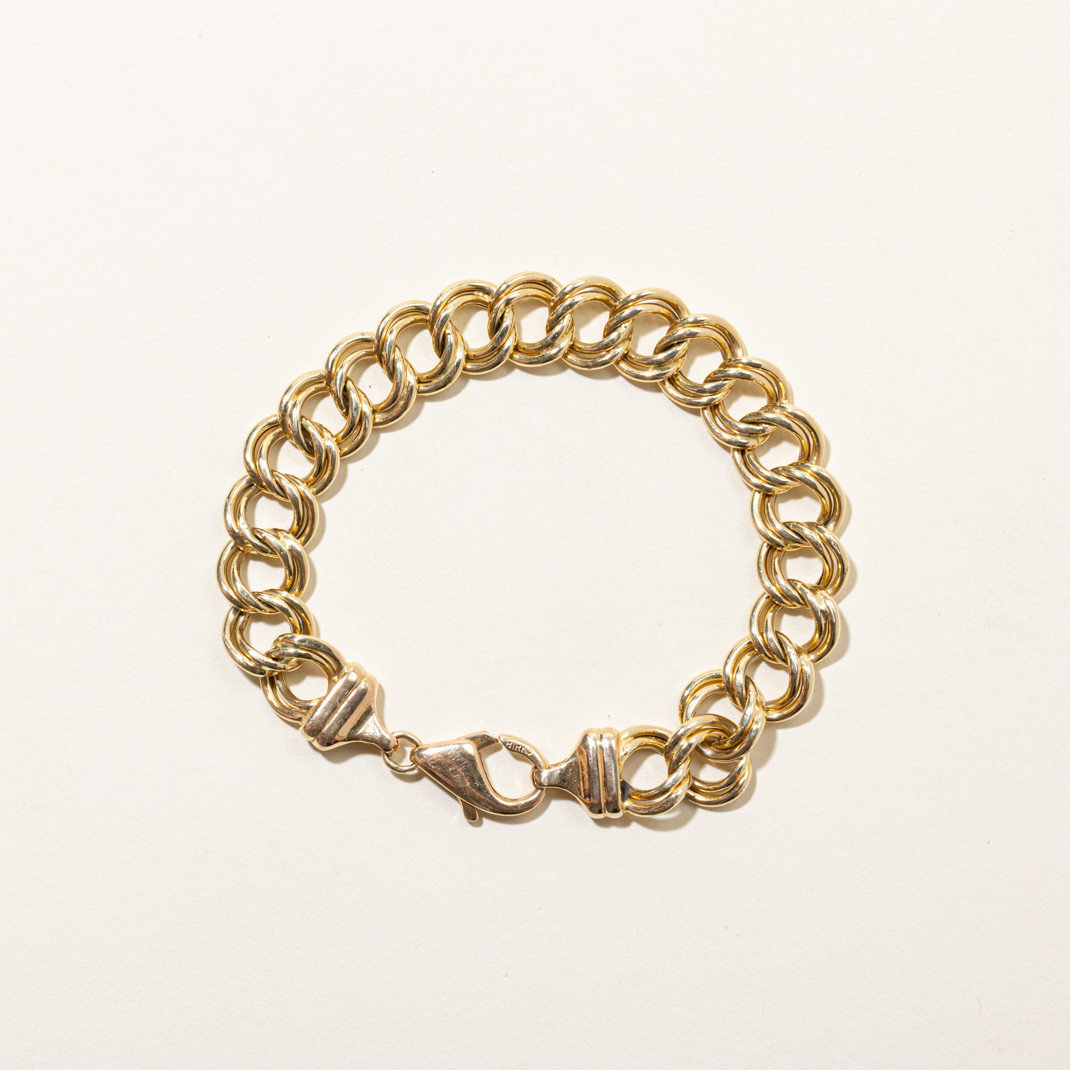 14k Yellow Gold Double Link Chain Bracelet | 7"