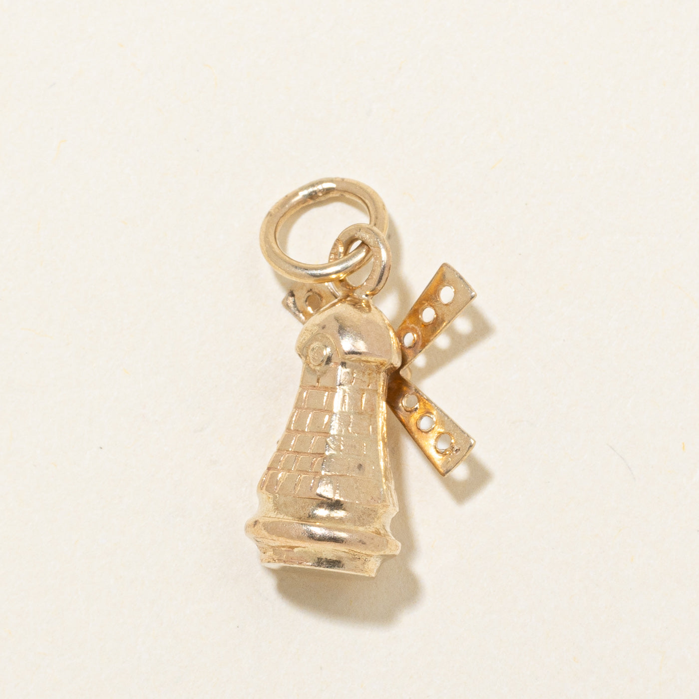 Dutch Hallmarked 14k Yellow Gold Windmill Charm