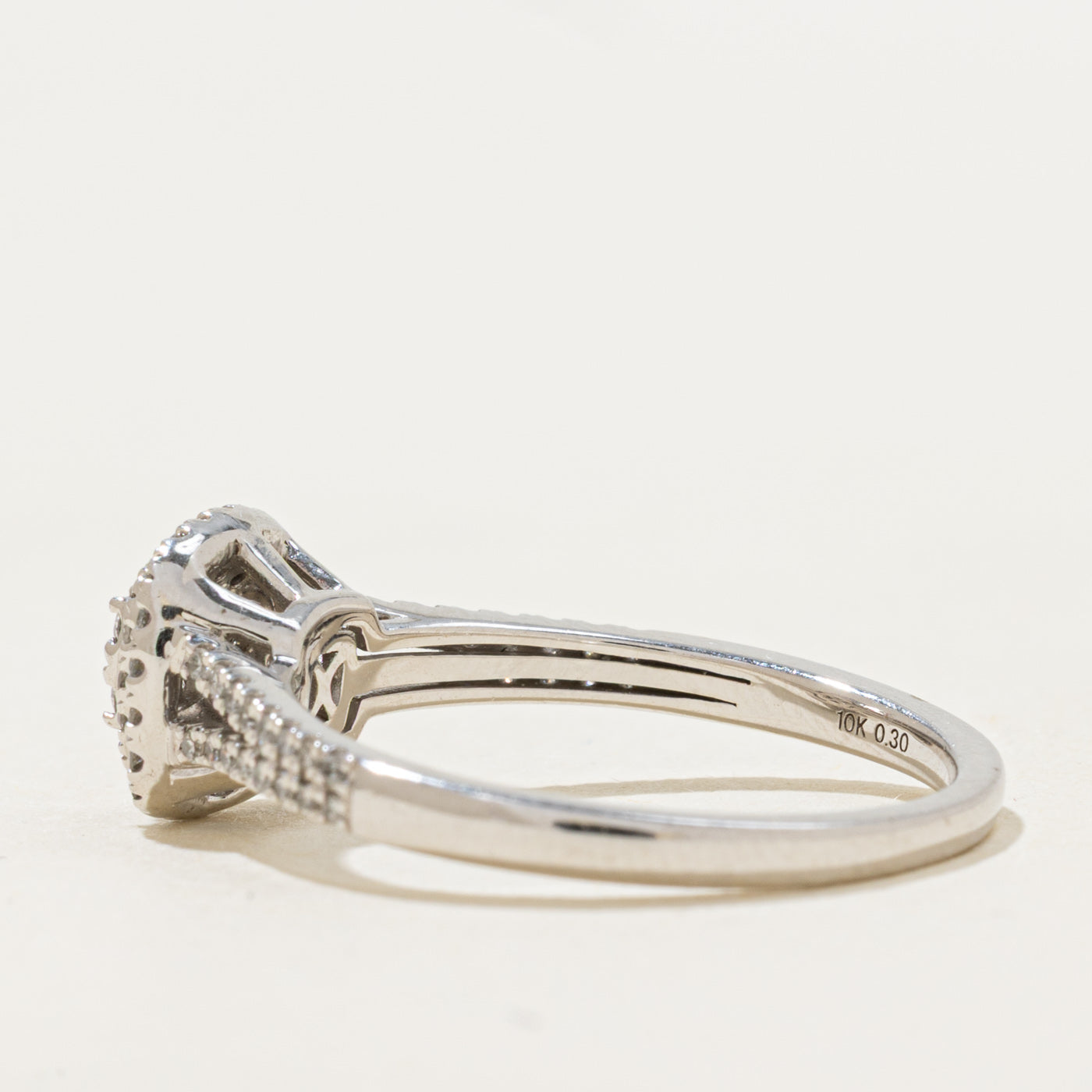 White Gold Diamond Cluster Halo Ring | 0.30ctw | SZ 7.5