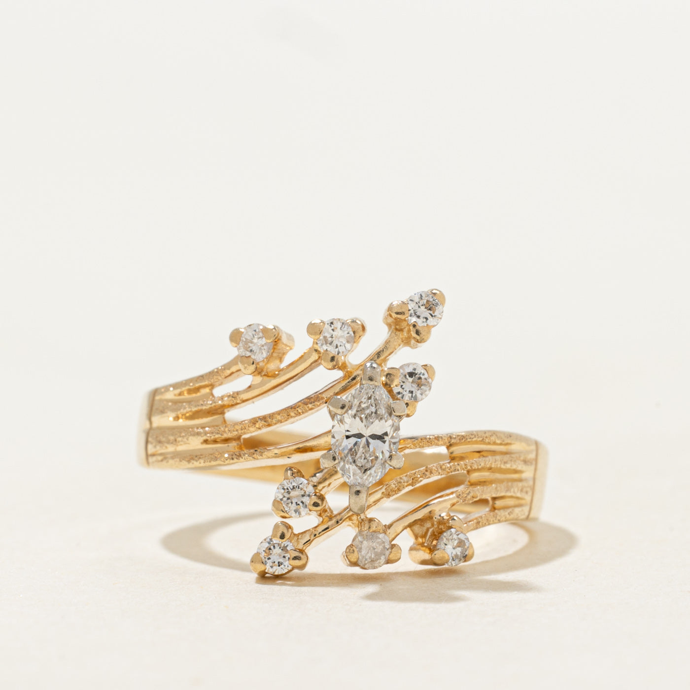 Marquise Cut Diamond Openwork Bypass Ring | 0.37ctw | SZ 5.25