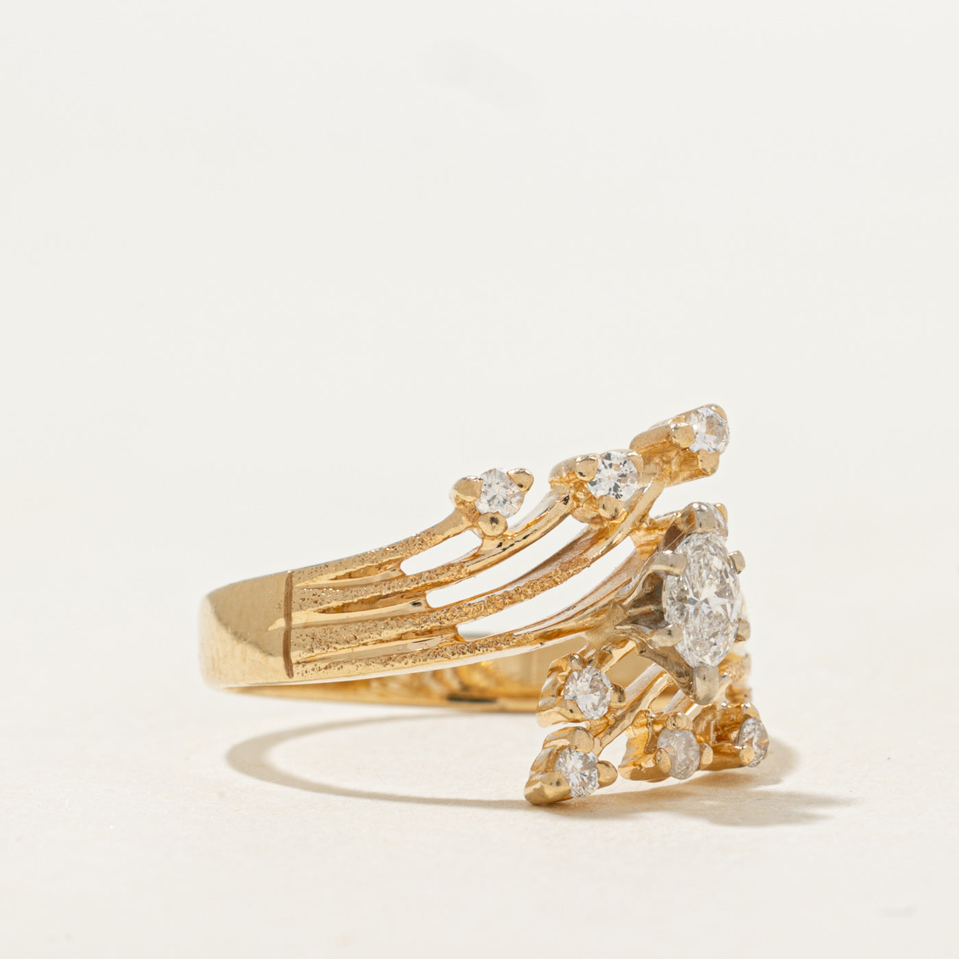 Marquise Cut Diamond Openwork Bypass Ring | 0.37ctw | SZ 5.25