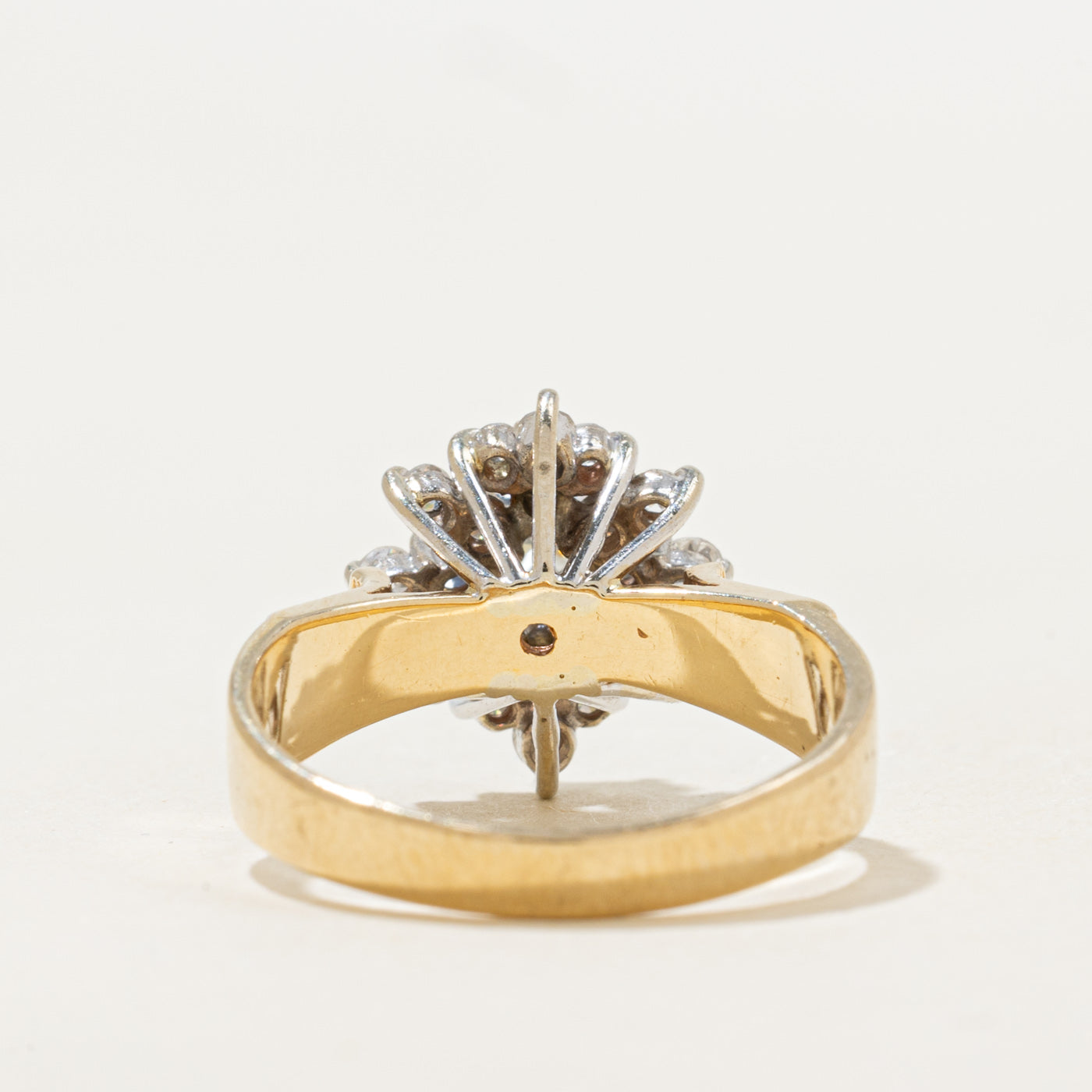 Yellow Gold Diamond Cluster Textured Ring | 0.67ctw | SZ 6.25