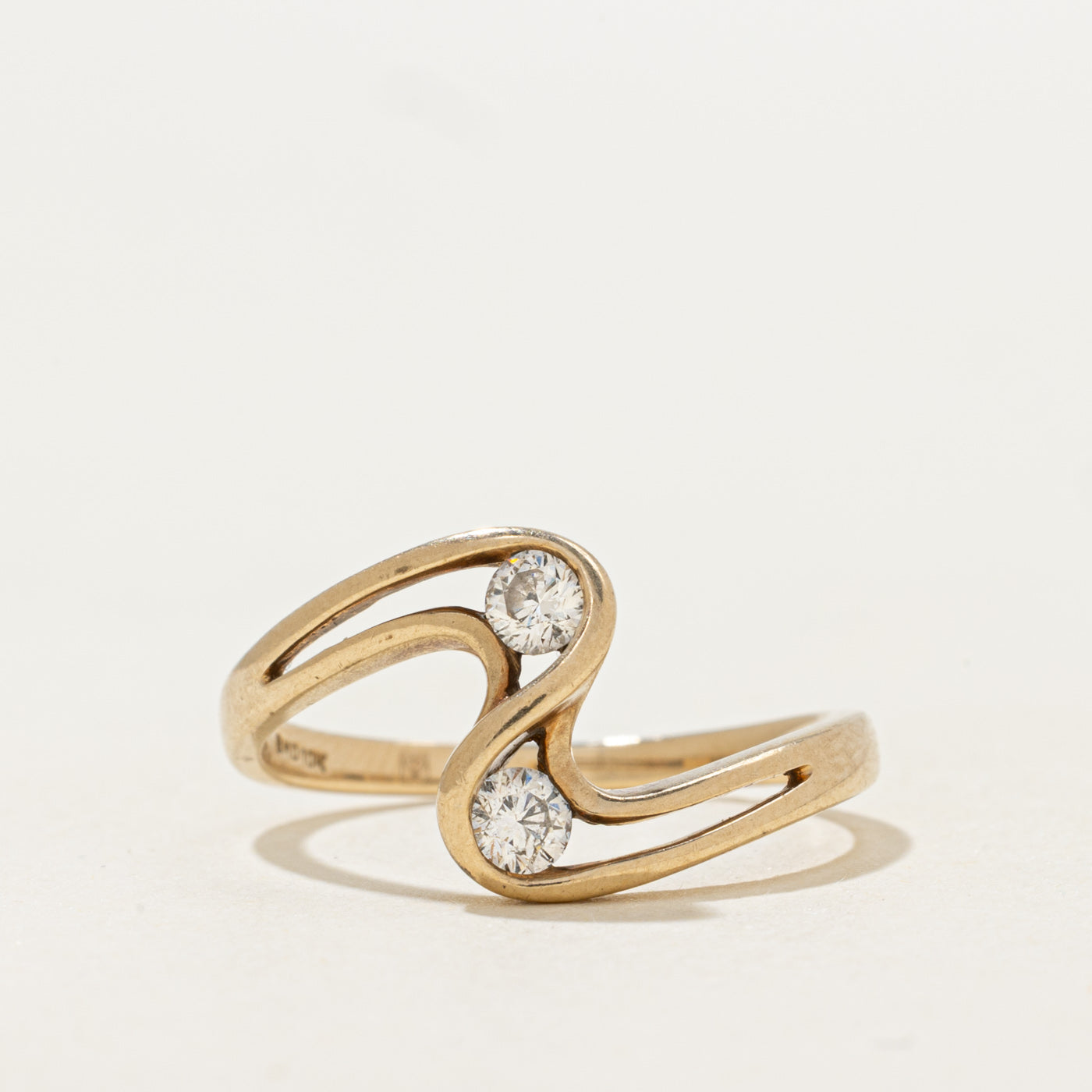 Two Stone Diamond Bypass Ring | 0.27ctw | SZ 6.5