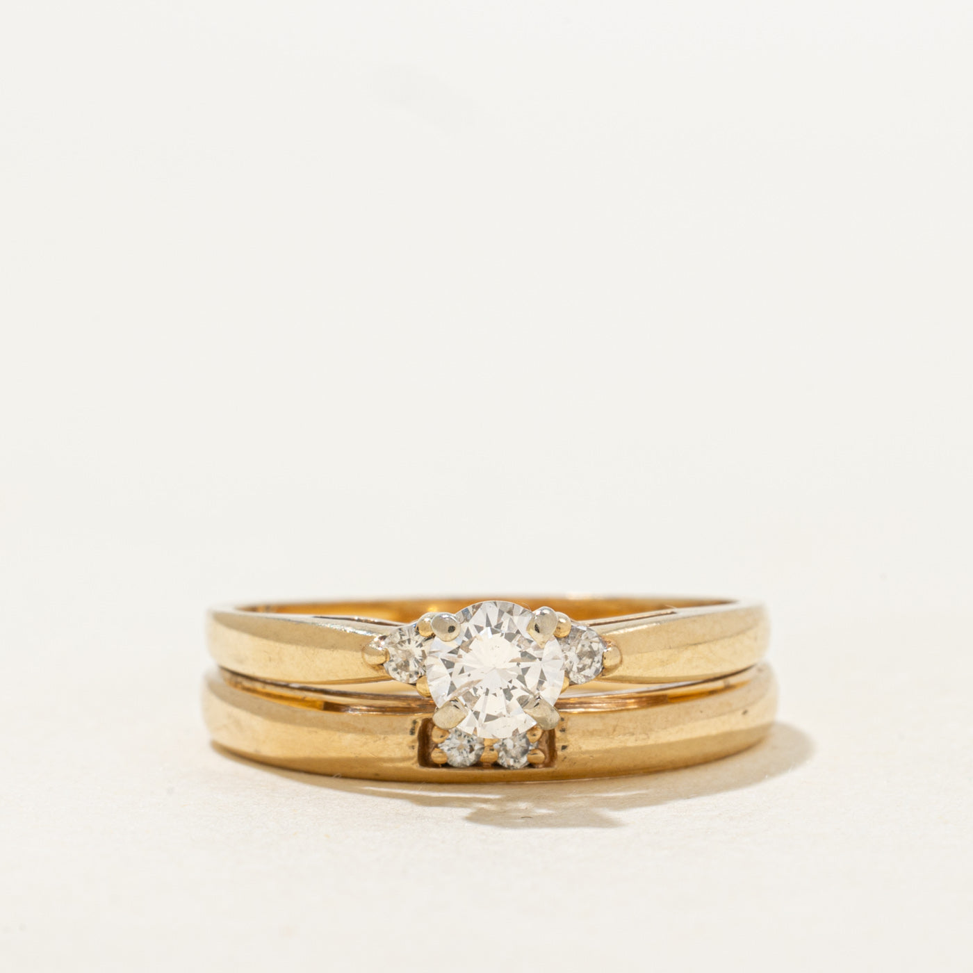 Yellow Gold Diamond Wedding Ring Set | 0.43ctw | SZ 6.75
