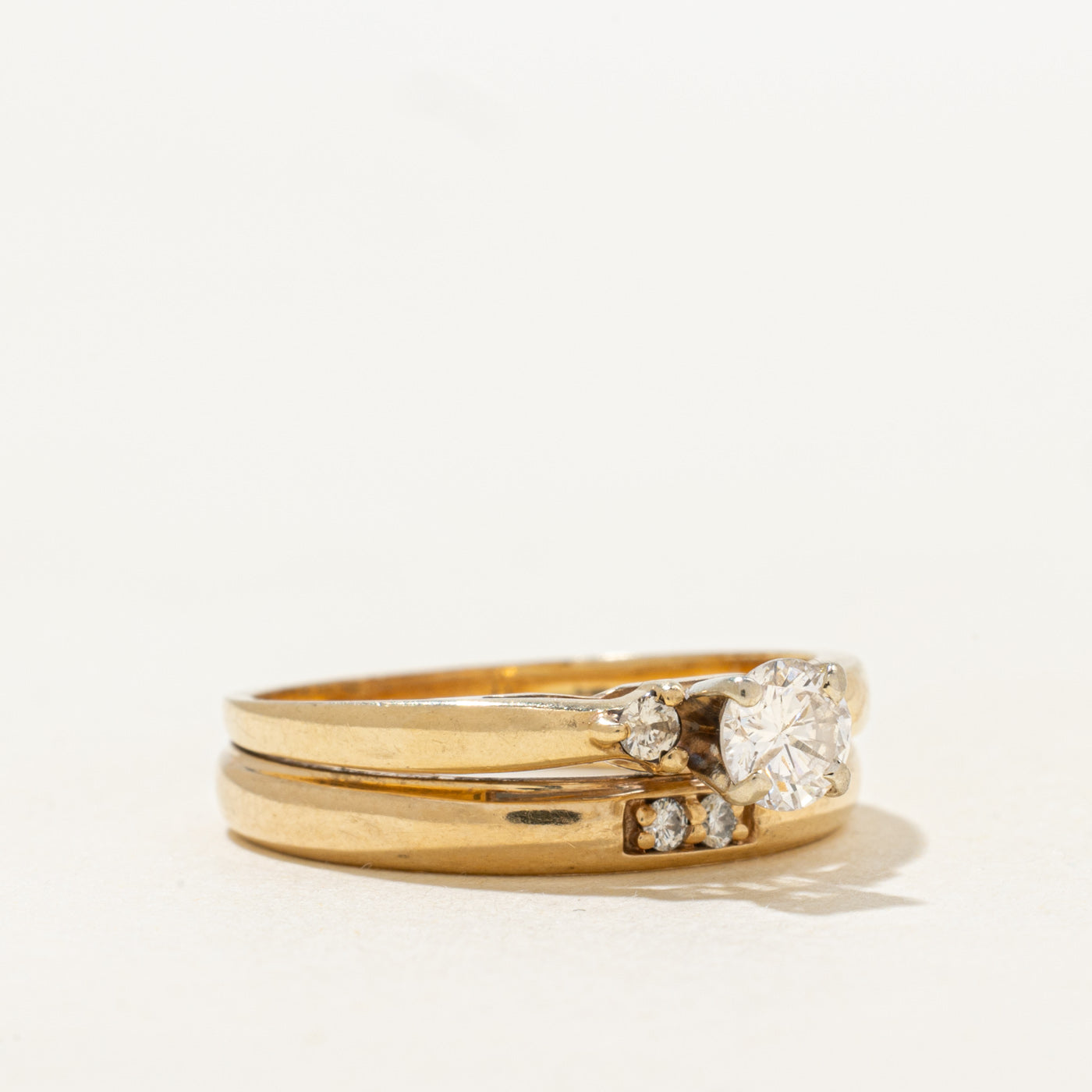 Yellow Gold Diamond Wedding Ring Set | 0.43ctw | SZ 6.75