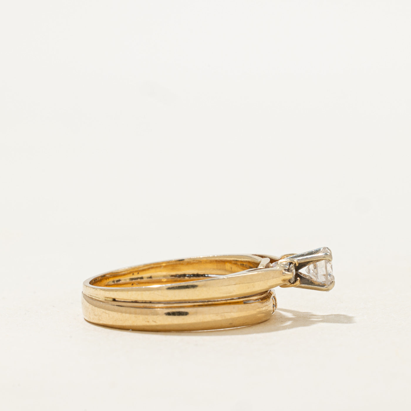 Yellow Gold Diamond Wedding Ring Set | 0.43ctw | SZ 6.75