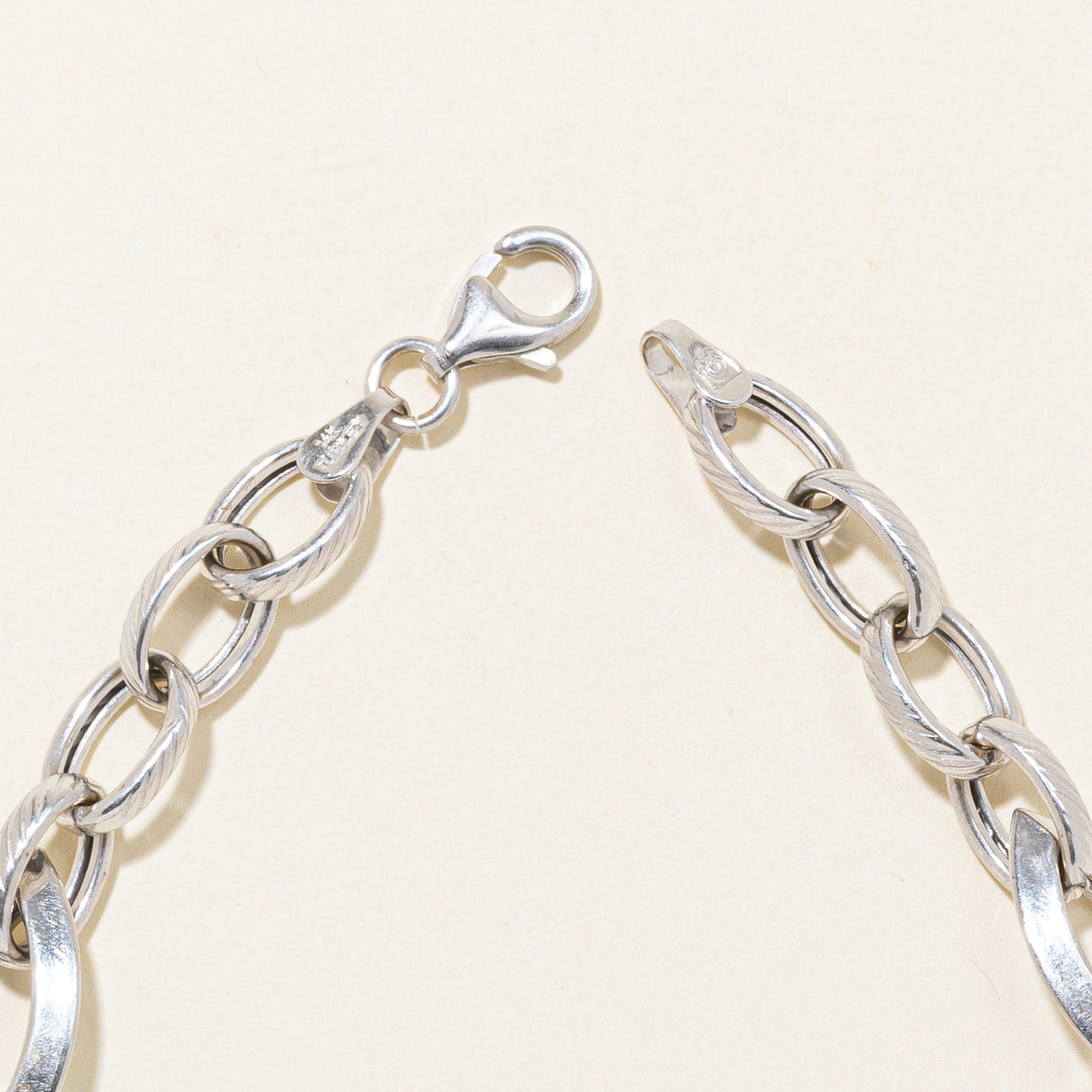 14k White Gold Multi-Sized Oval Cable Link Bracelet | 8" |