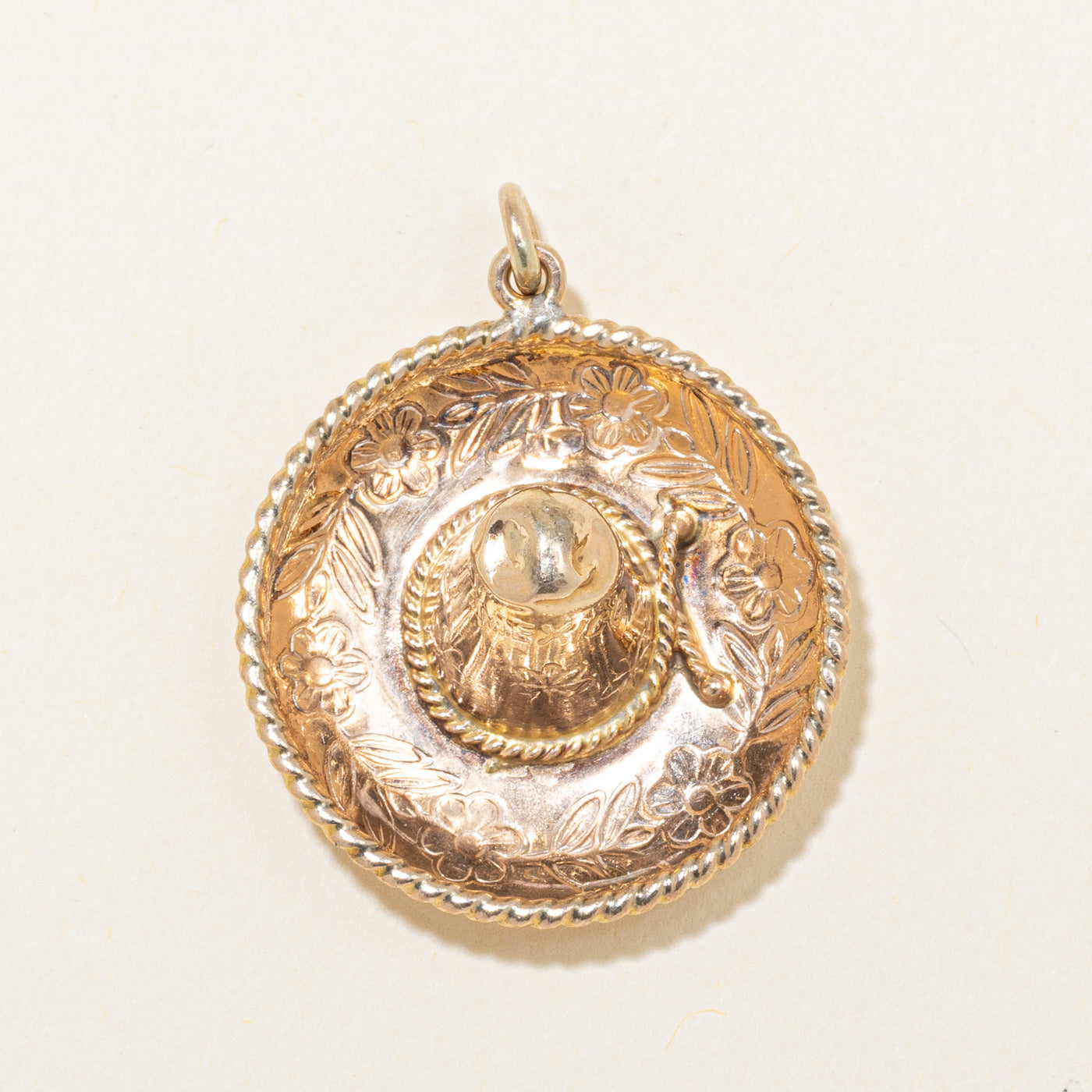 14k Yellow Gold Floral Sombrero Charm