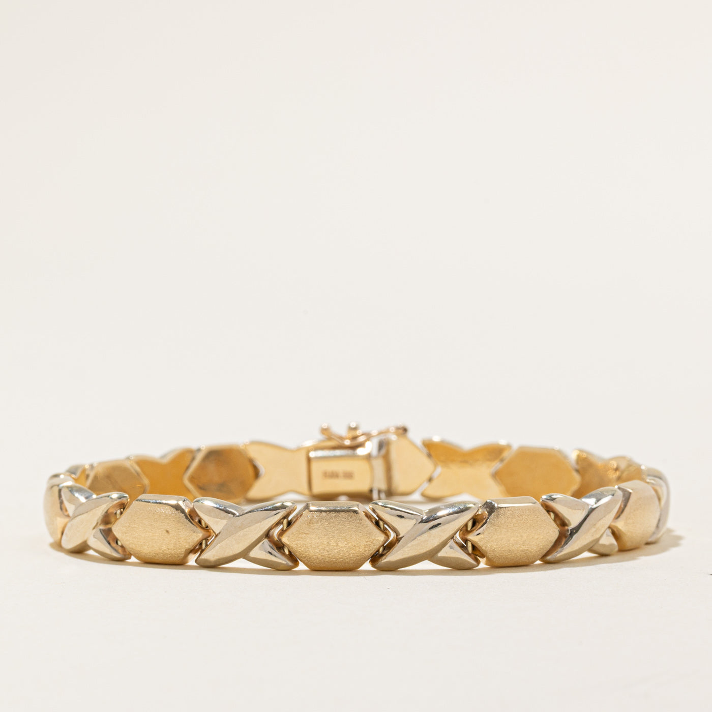 Two Tone Gold "XO" Chain Bracelet | 7" |