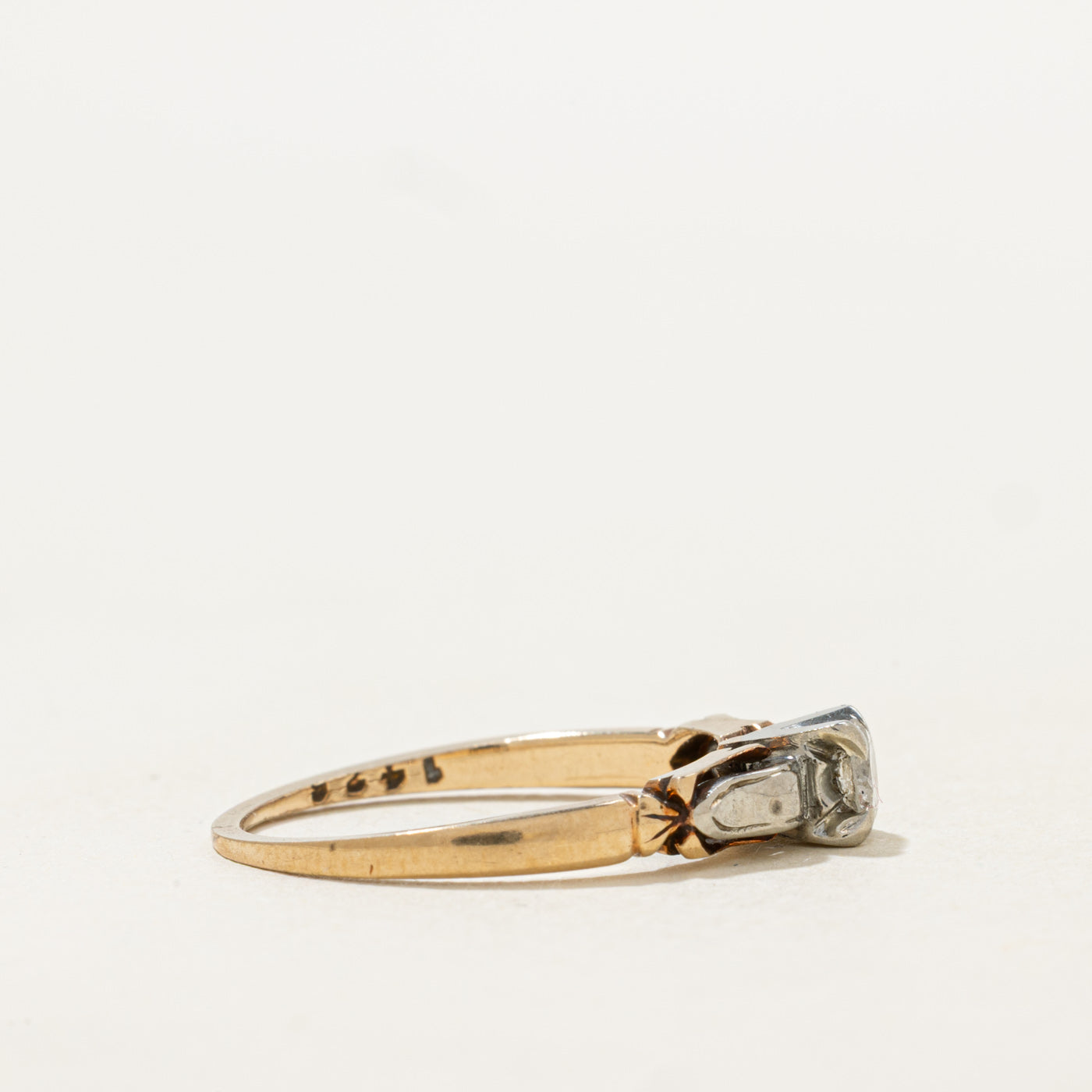 Two Tone Gold Solitaire Diamond Ring | 0.18ct | SZ 5.75