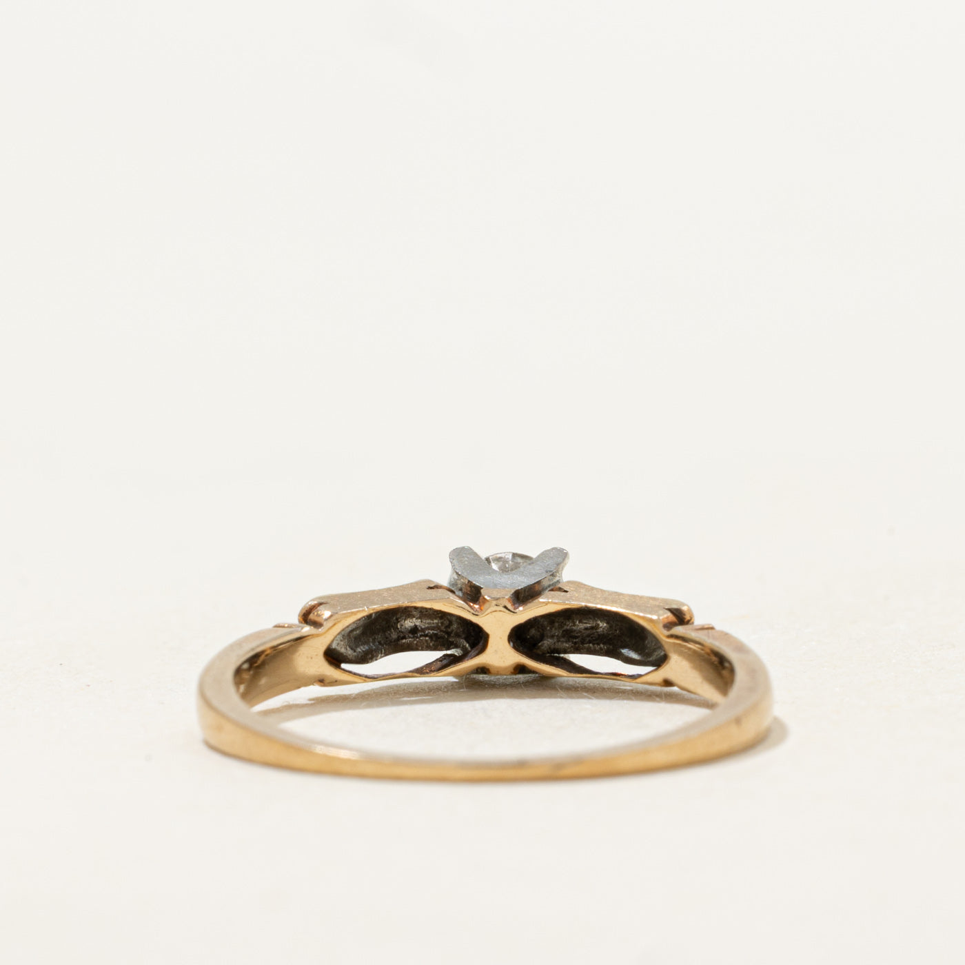 Two Tone Gold Solitaire Diamond Ring | 0.18ct | SZ 5.75
