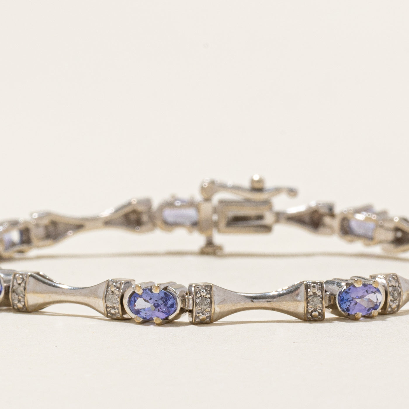 14k White Gold Tanzanite & Diamond Tennis Bracelet | 2.25ctw, 0.09ctw | 7" |