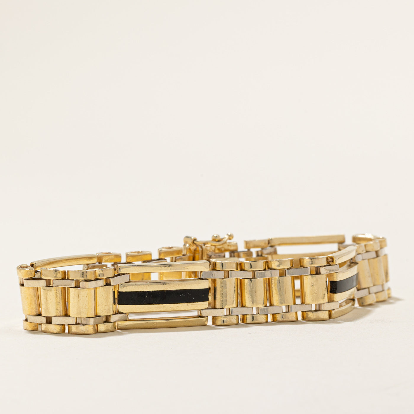 Black Onyx Watch Strap Style Link Bracelet | 2.80ctw | 7.5"