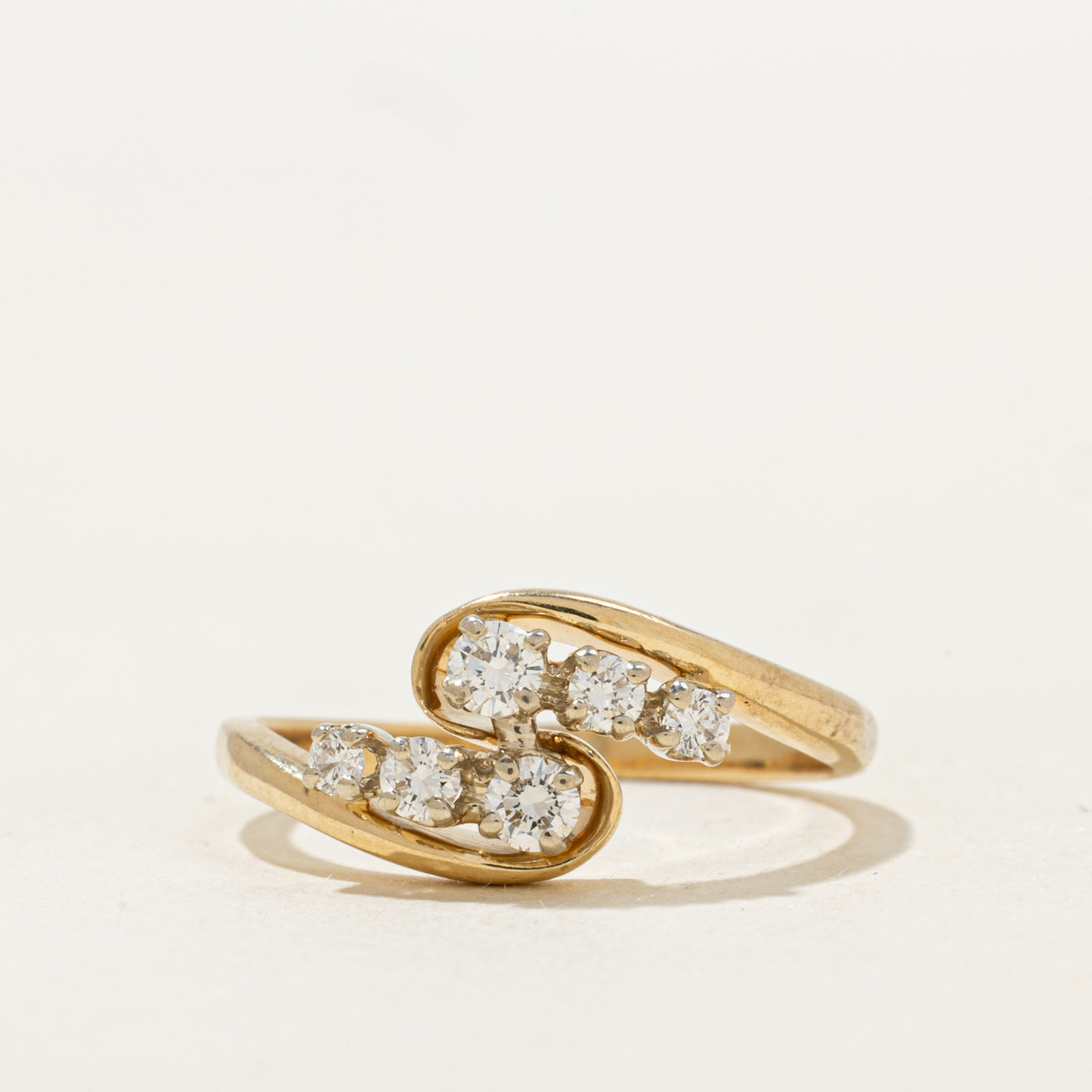 Basket Set Diamond Bypass Ring | 0.33ctw | SZ 6.75