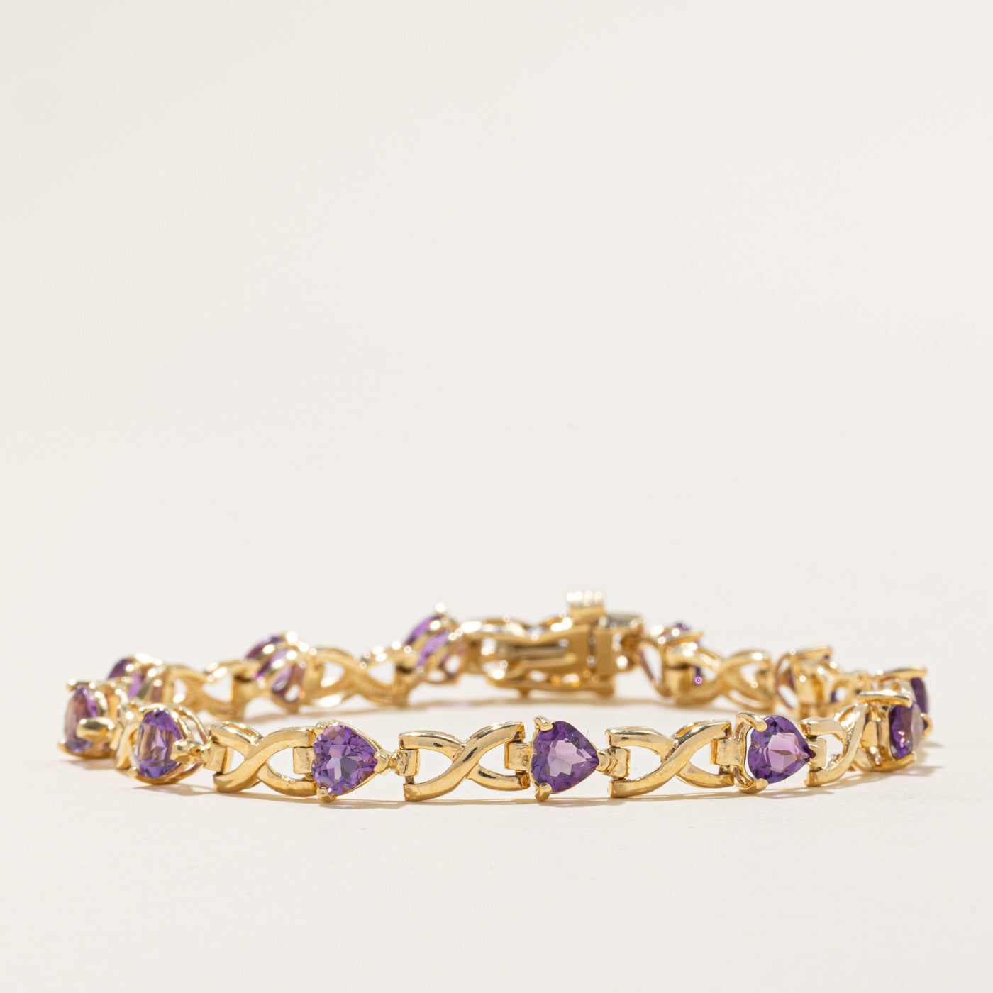 Amethyst Heart Cut Infinity Bracelet | 4.80ctw | 7.5"