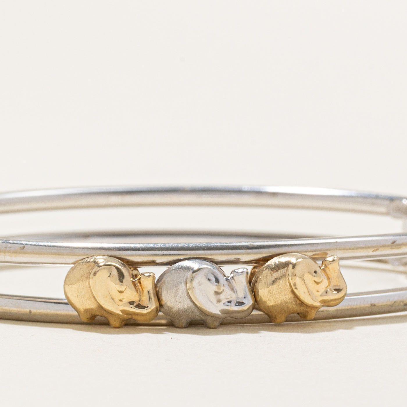 Two Tone Gold Sliding Elephant Bracelet | 8" |