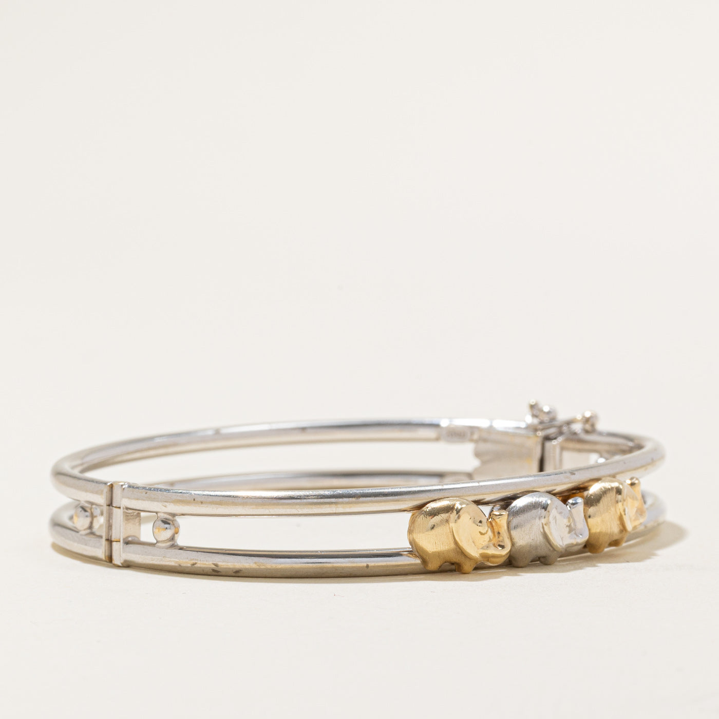 Two Tone Gold Sliding Elephant Bracelet | 8" |