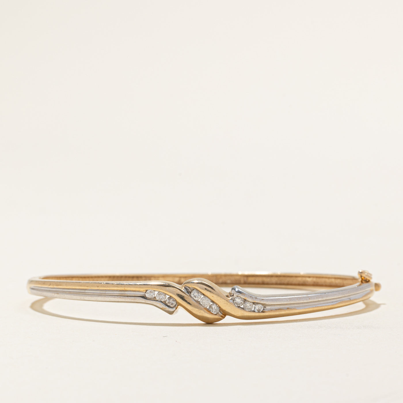 Two Tone Gold Diamond Bypass Bangle | 0.27ctw | 6.5" |