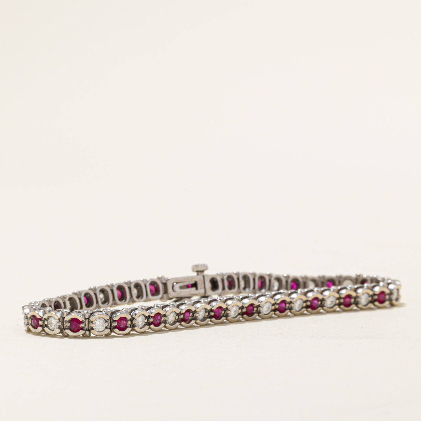 Semi Bezel Ruby & Diamond Tennis Bracelet | 1.61 ctw, 1.38 ctw | 7''|