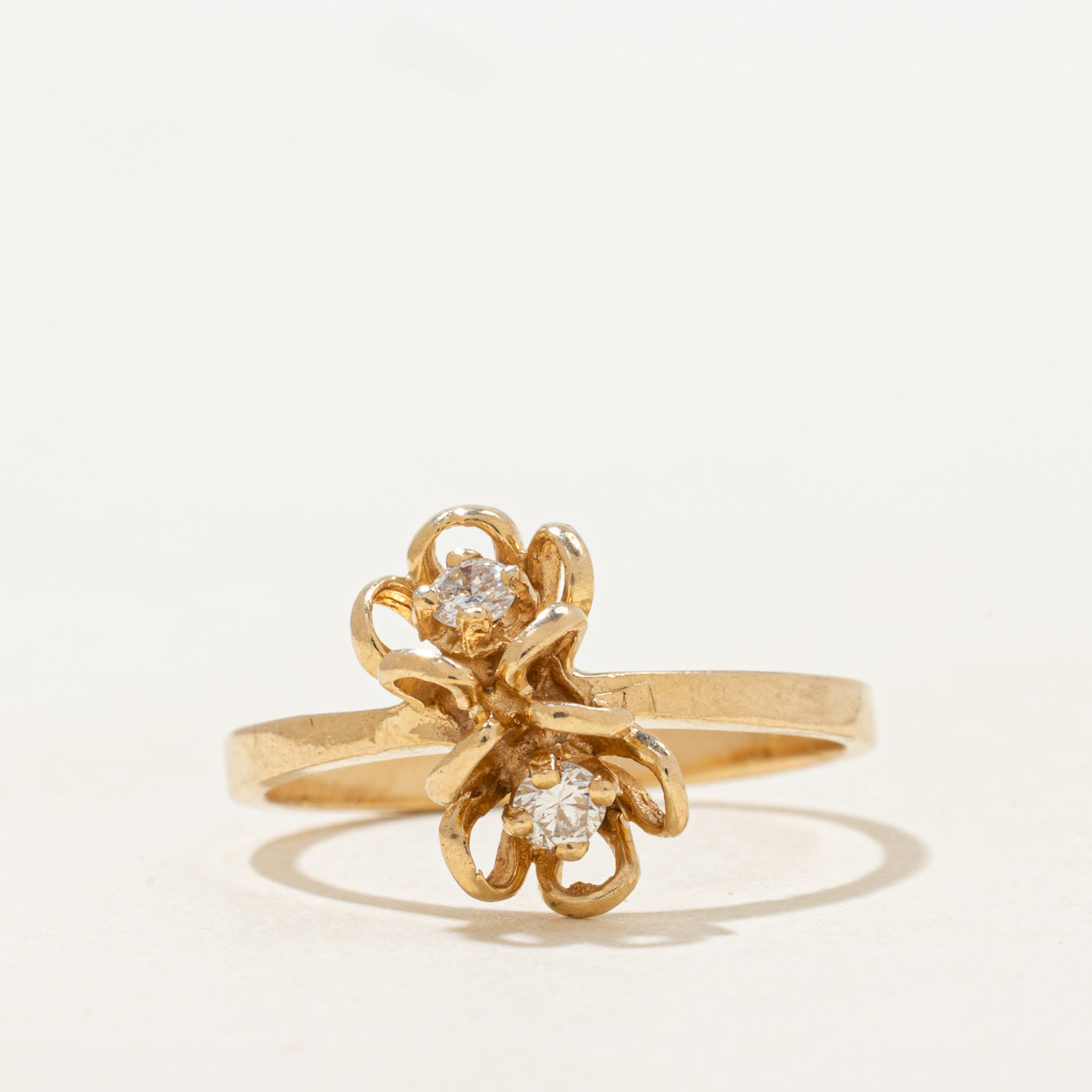 Diamond Double Flower Ring | 0.14ctw | SZ 5.75