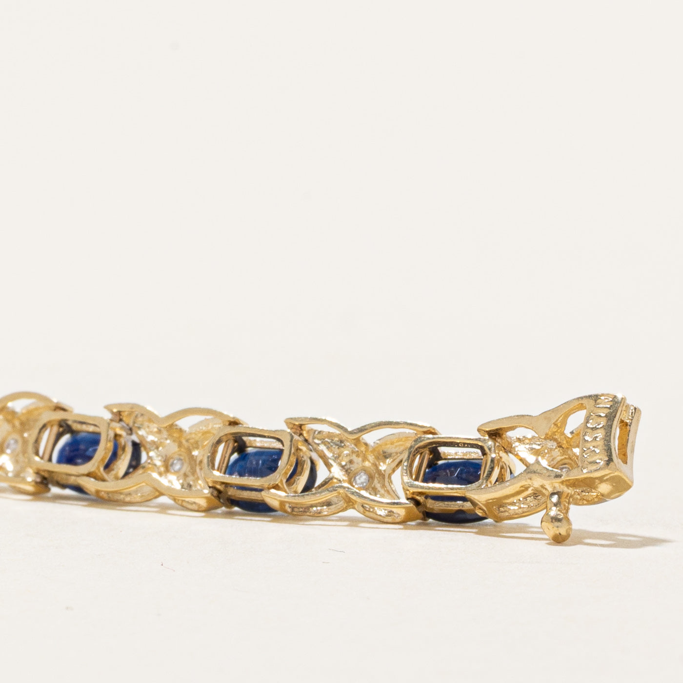 Sapphire & Diamond Link Gemstone Bracelet | 7.00ctw, 0.10ctw | 7''