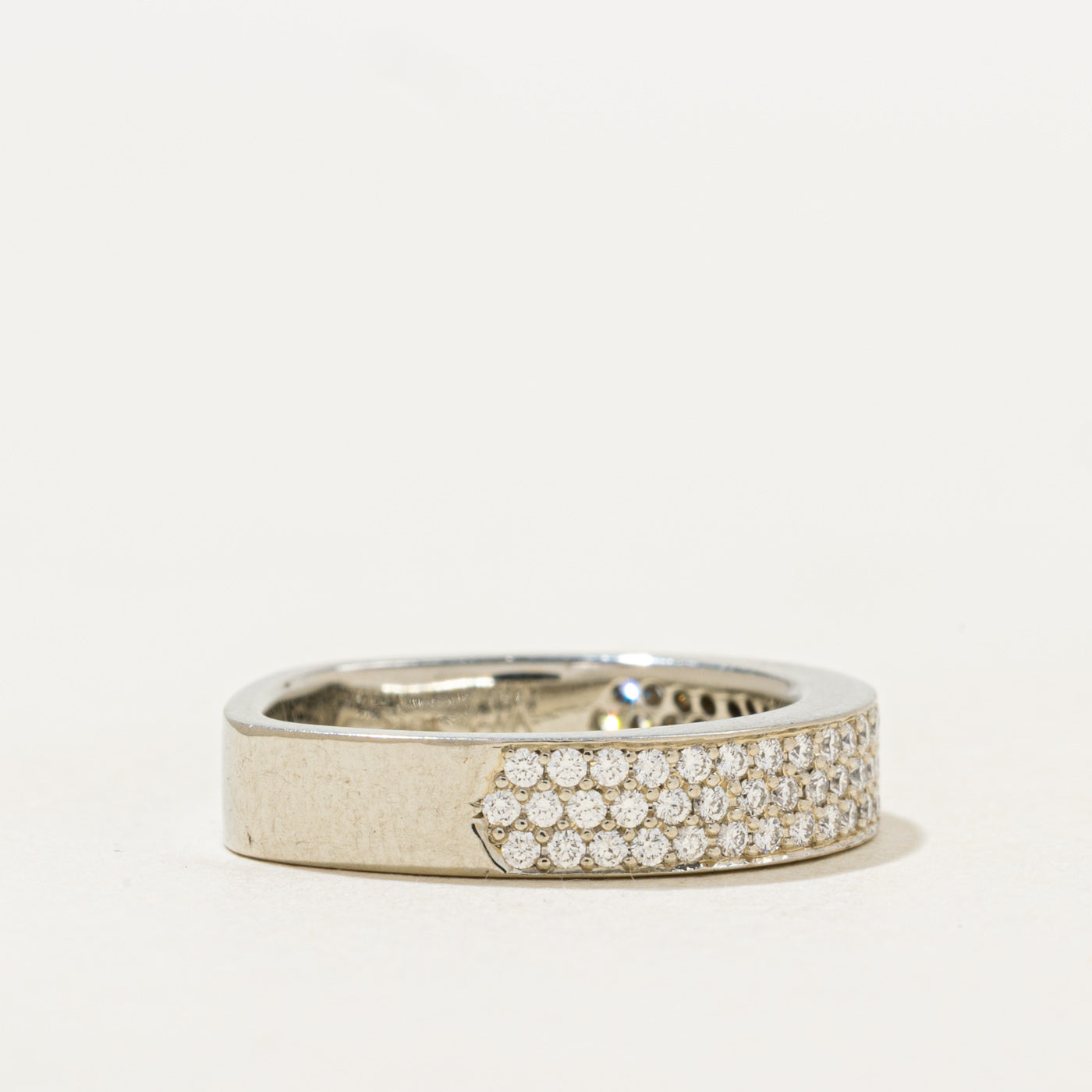 18k Pave Set Semi Eternity Diamond Band | 0.35ctw | 4.10mm | SZ 4.25