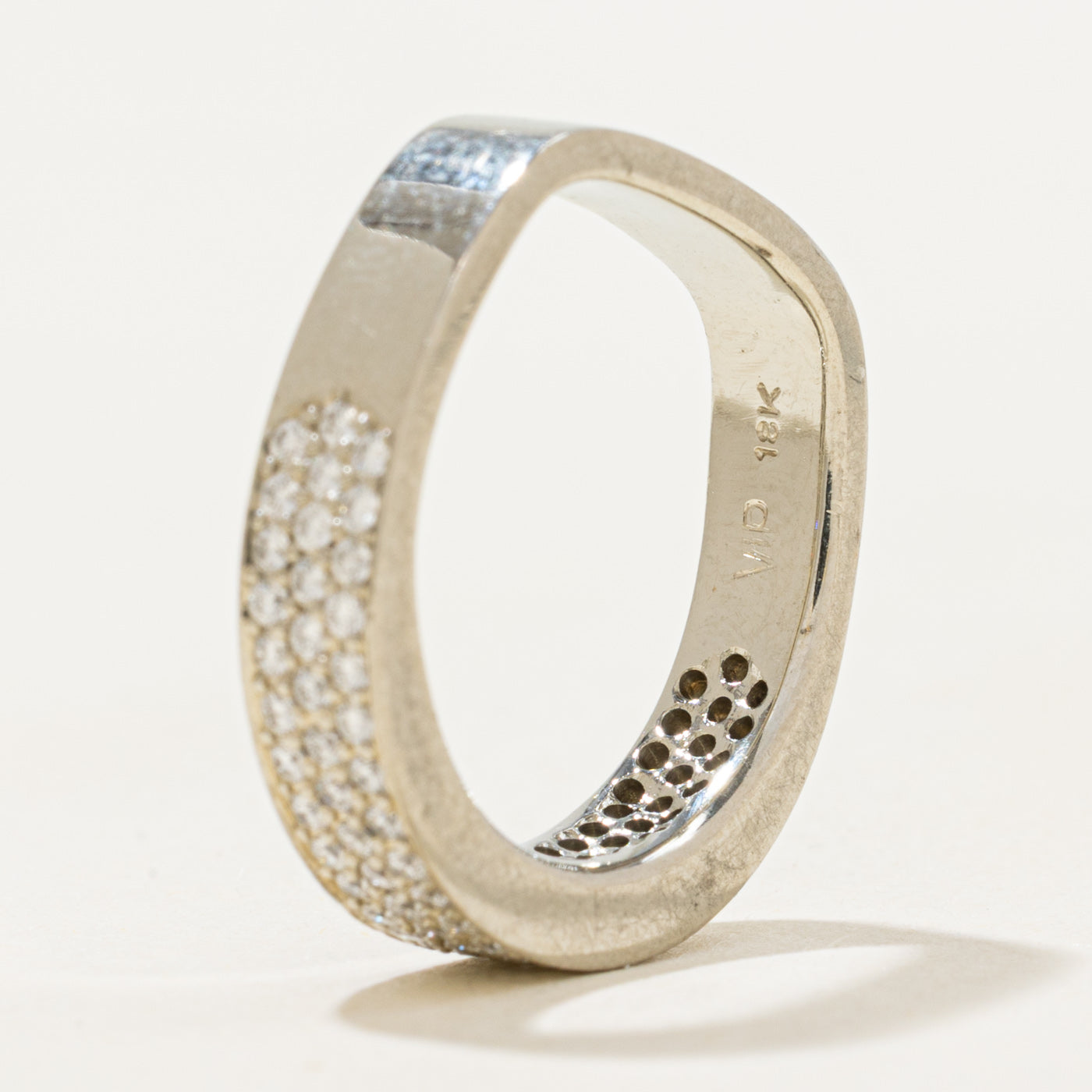 18k Pave Set Semi Eternity Diamond Band | 0.35ctw | 4.10mm | SZ 4.25