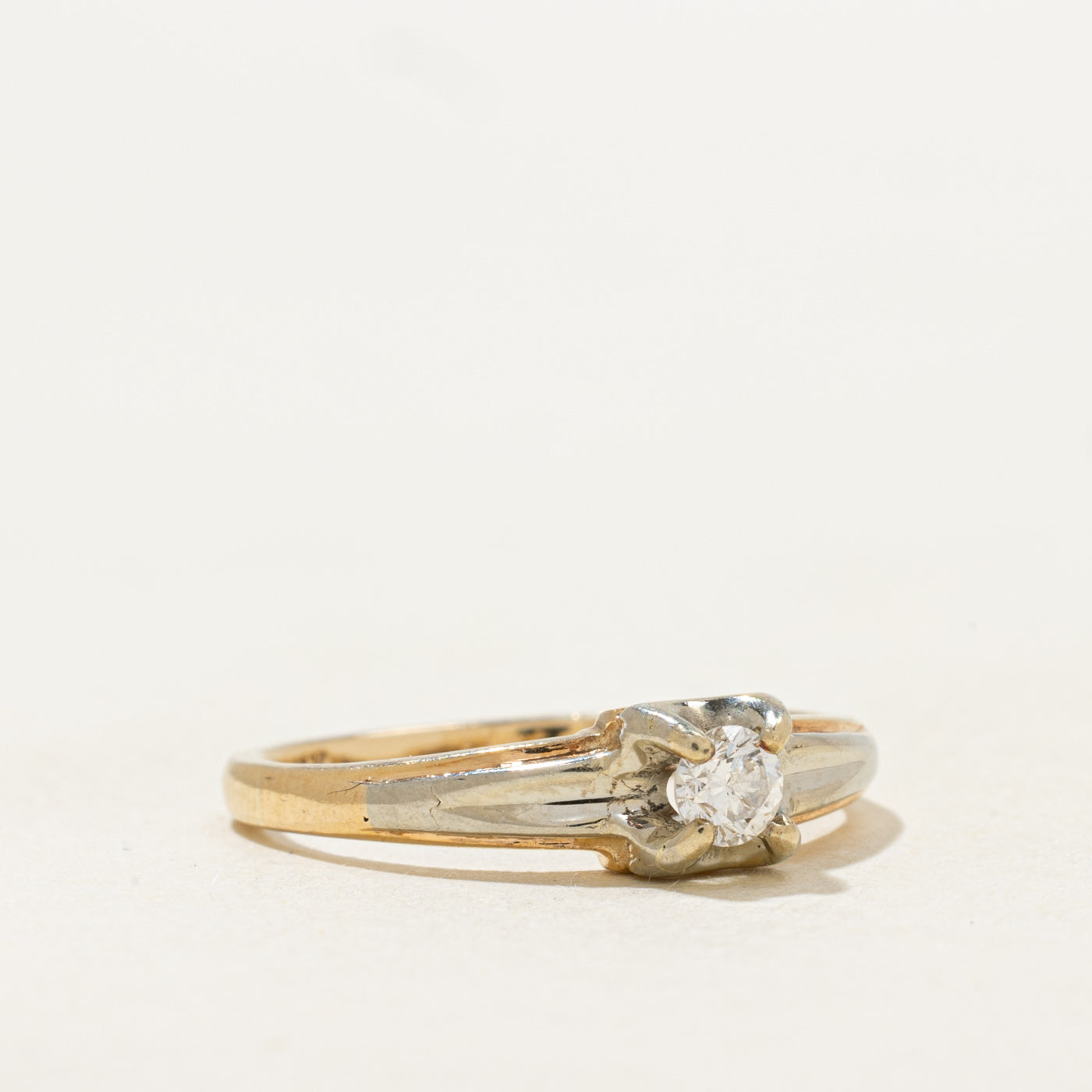Two Tone Solitaire Diamond Ring | 0.15ct | SZ 5.75