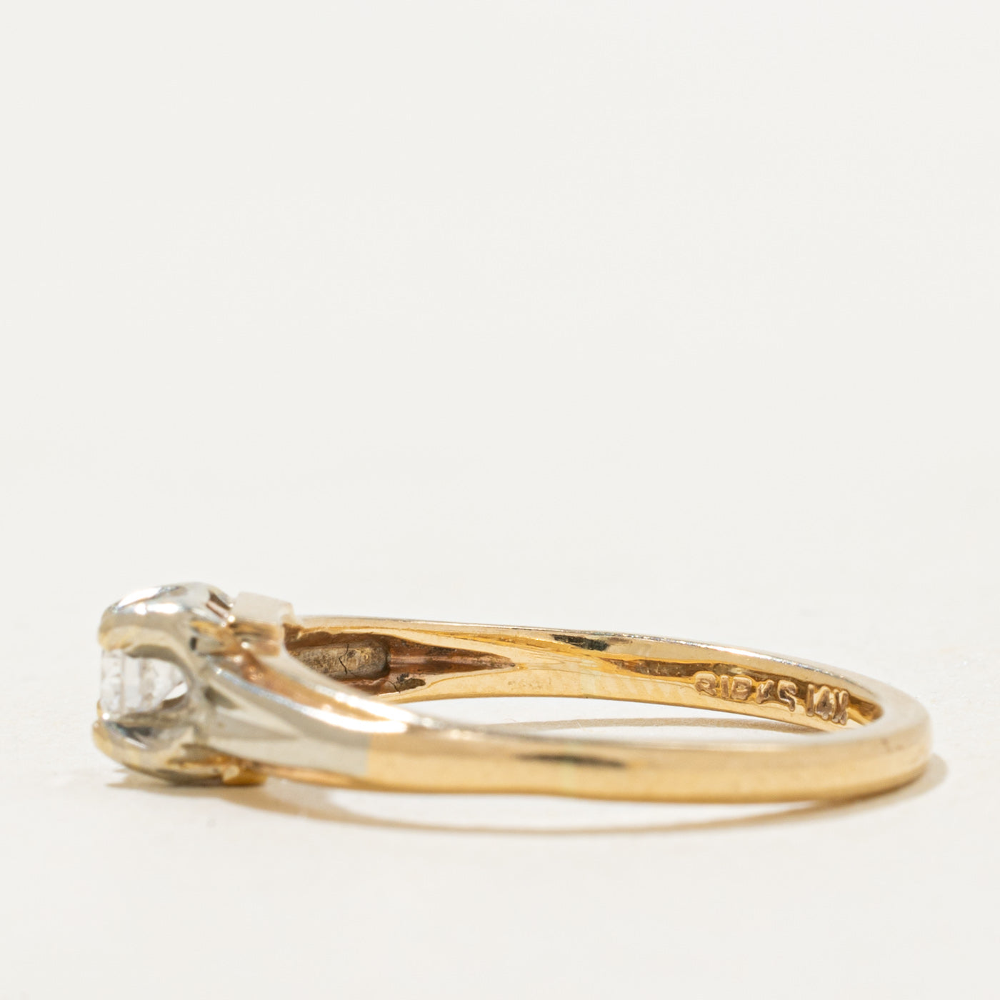 Two Tone Solitaire Diamond Ring | 0.15ct | SZ 5.75