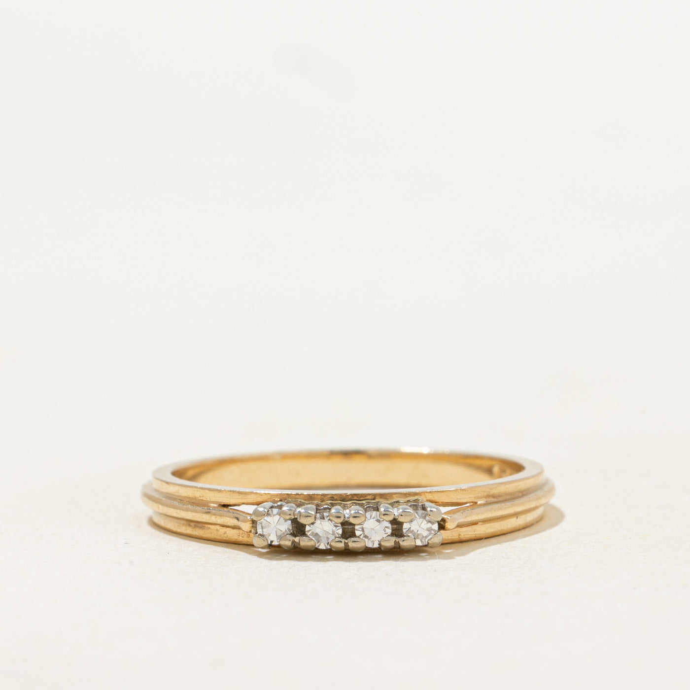 Four Stone Diamond Grooved Band | 0.08ctw | SZ 6.5