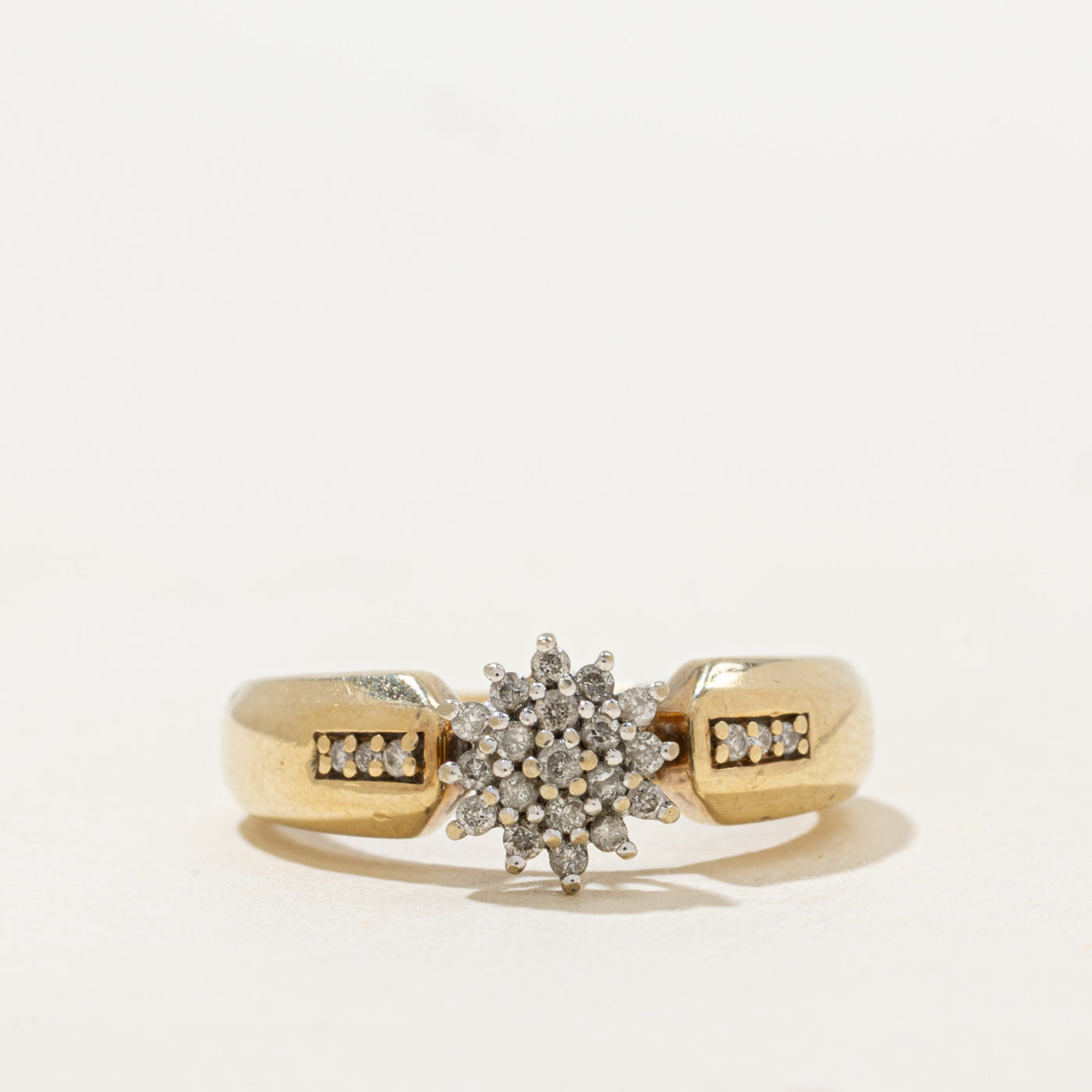 Yellow Gold Diamond Petal Cluster Ring | 0.20ctw | SZ 6