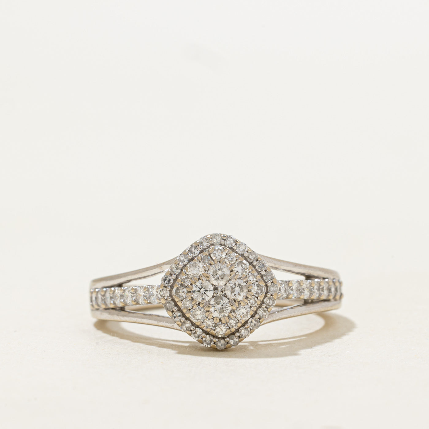 Diamond Cluster Halo Open Shank Ring | 0.60ctw | SZ 7