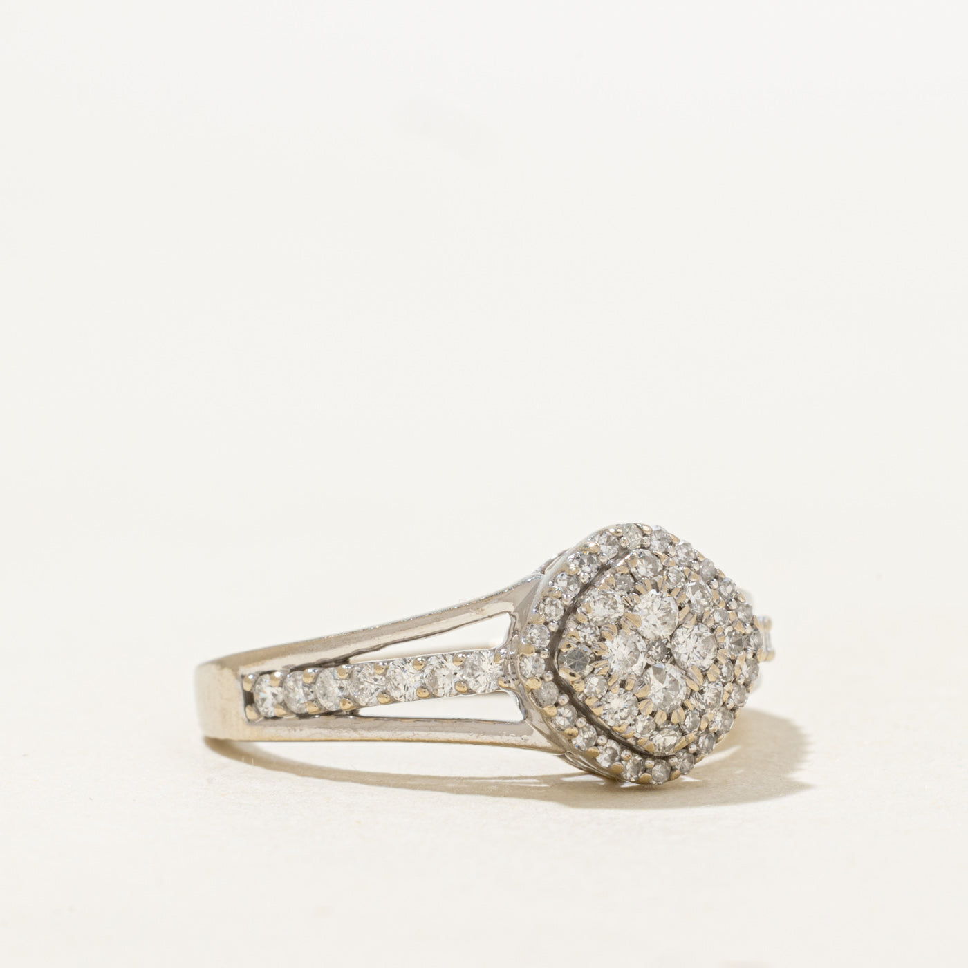 Diamond Cluster Halo Open Shank Ring | 0.60ctw | SZ 7