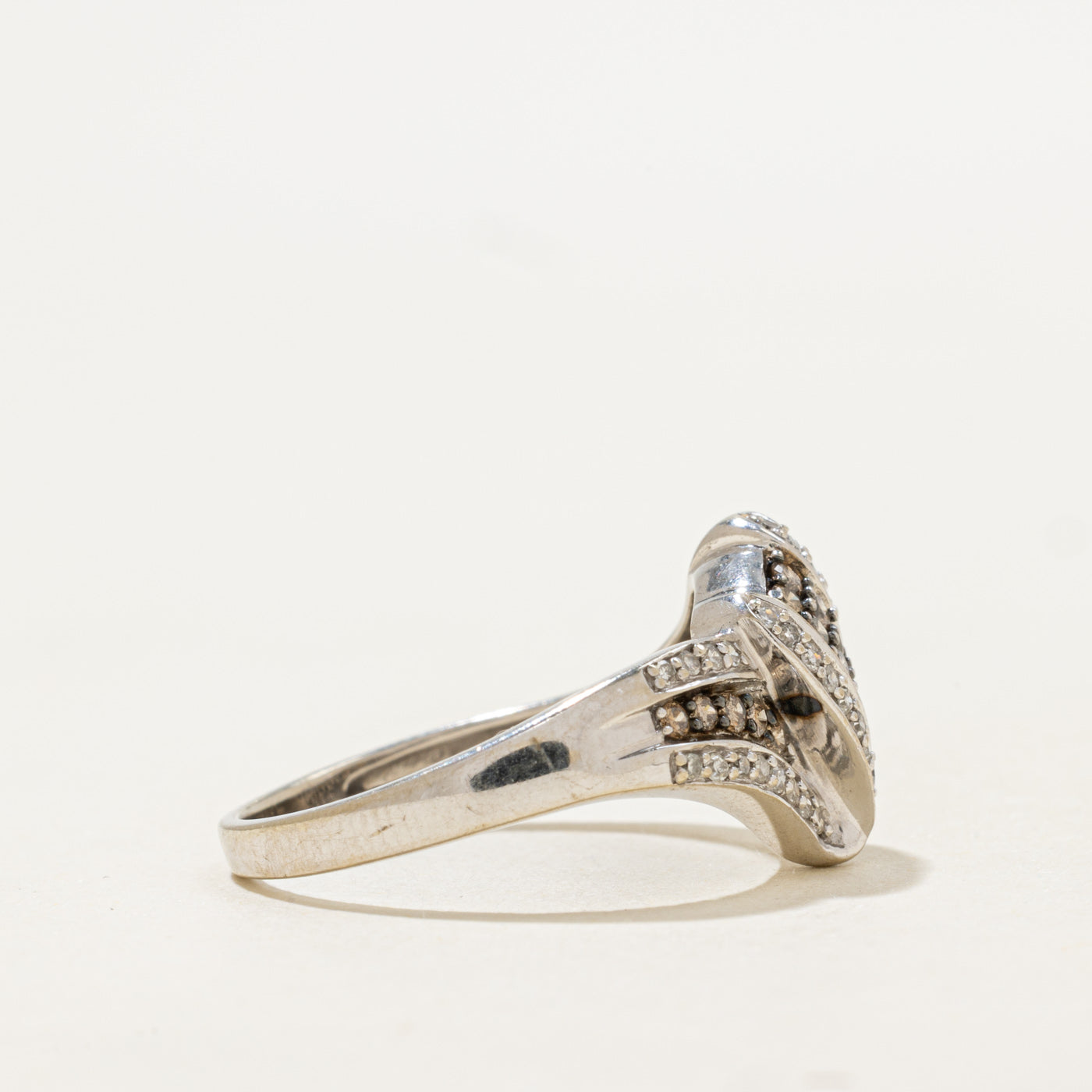 White Gold Brown & White Diamond Waterfall Ring | 0.66ctw | SZ 7.75