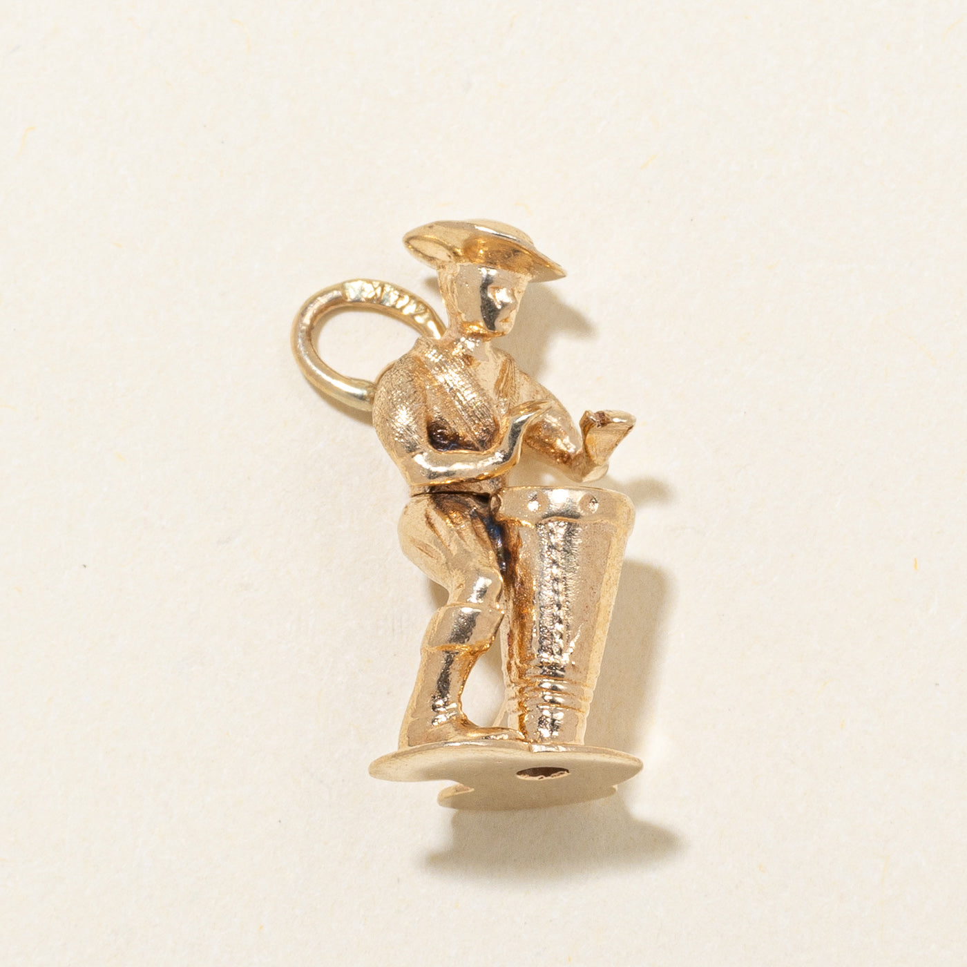 14k Yellow Gold Drummer Charm
