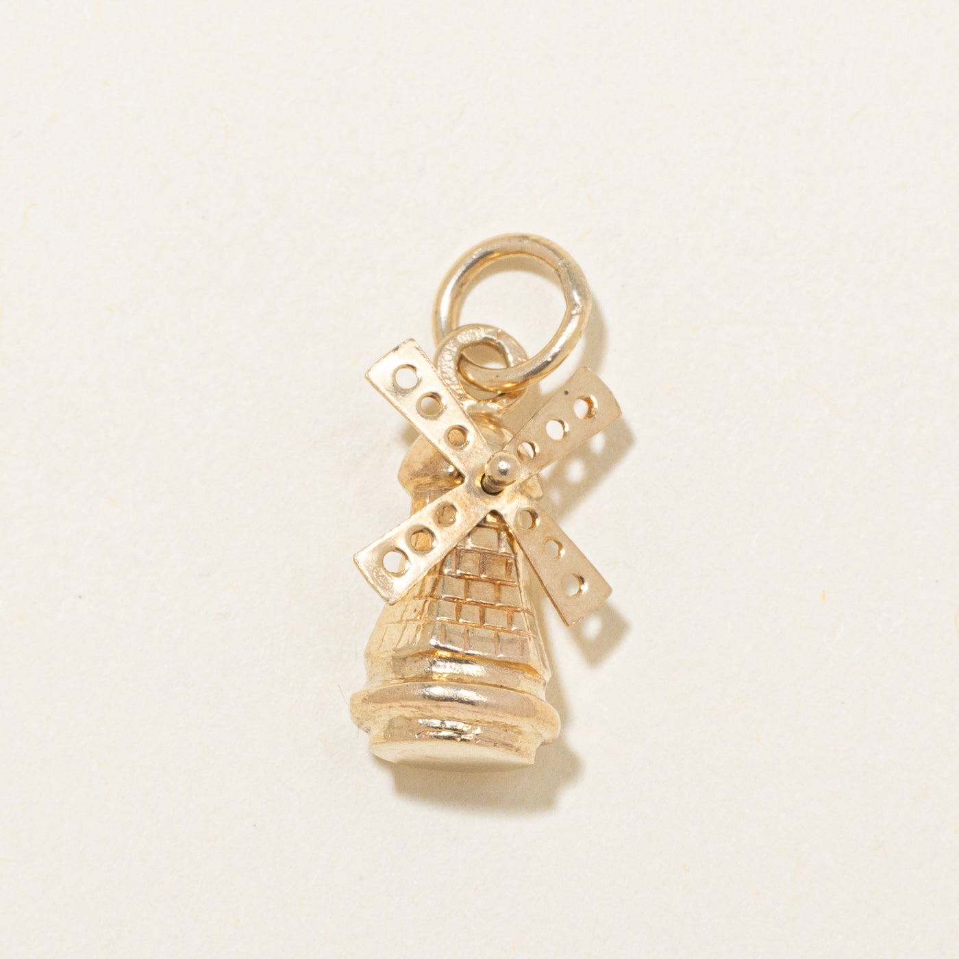 Dutch Hallmarked 14k Yellow Gold Windmill Charm