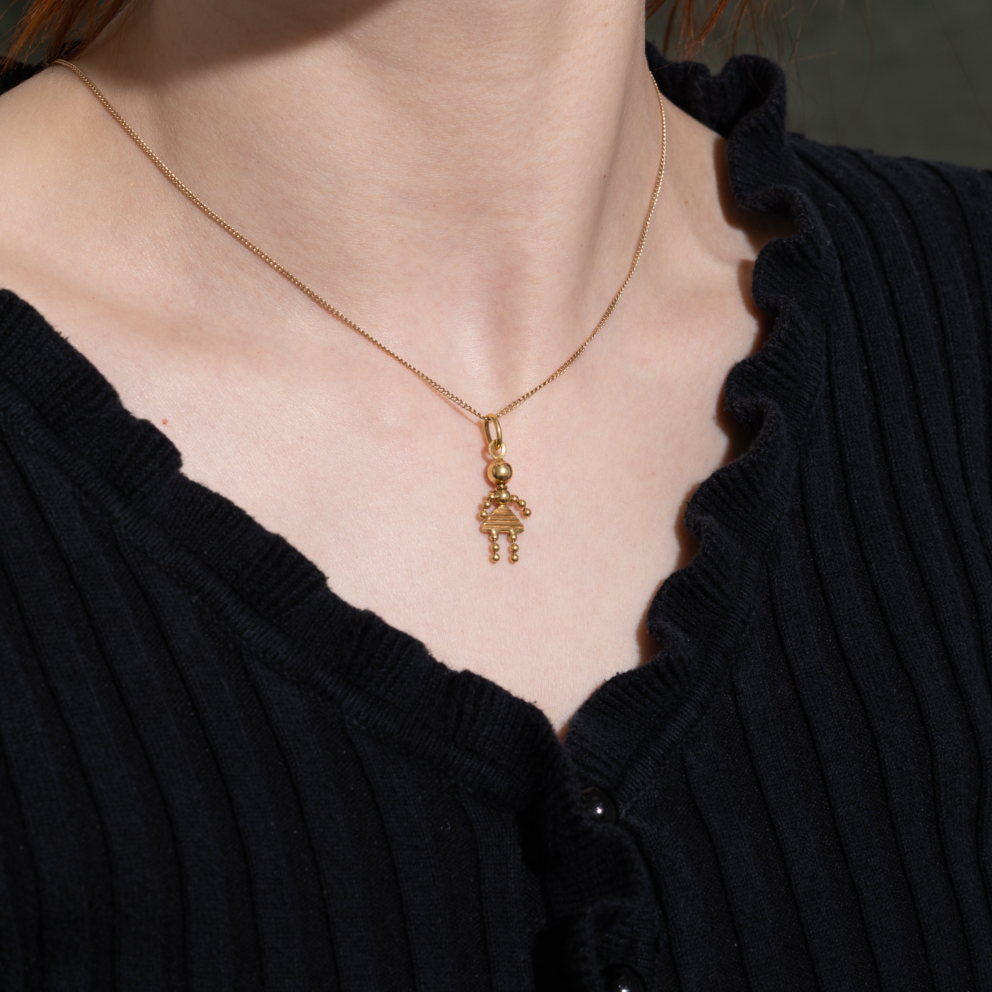 14k Yellow Gold Geometric Girl Charm