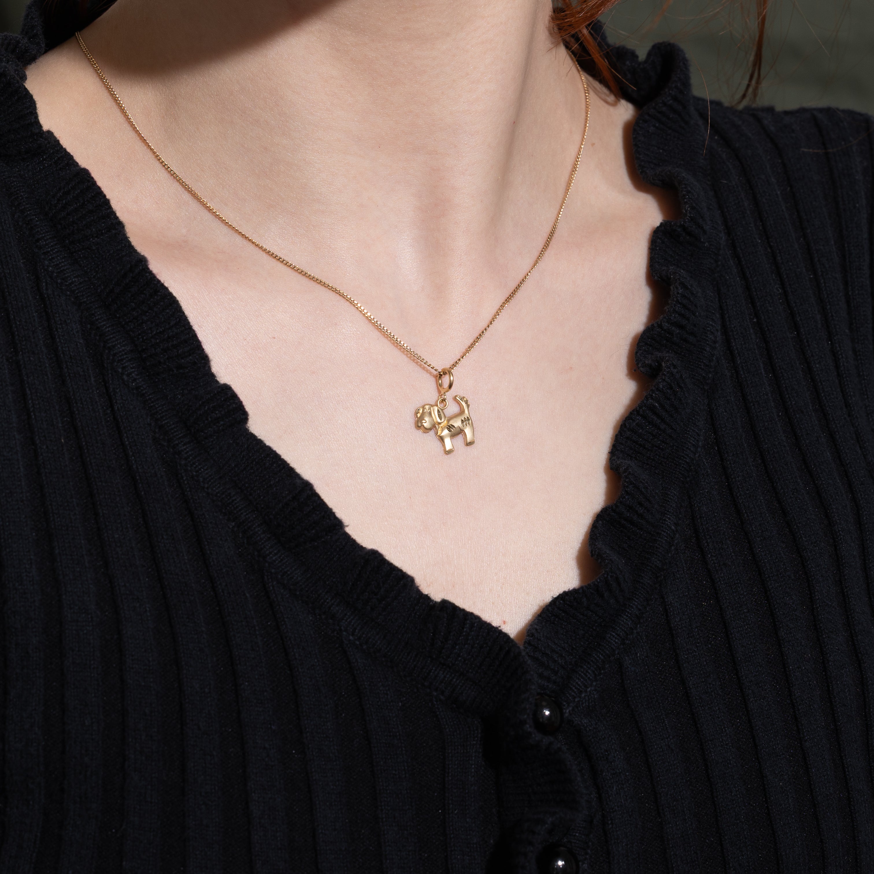 14k Yellow Gold Dog Charm