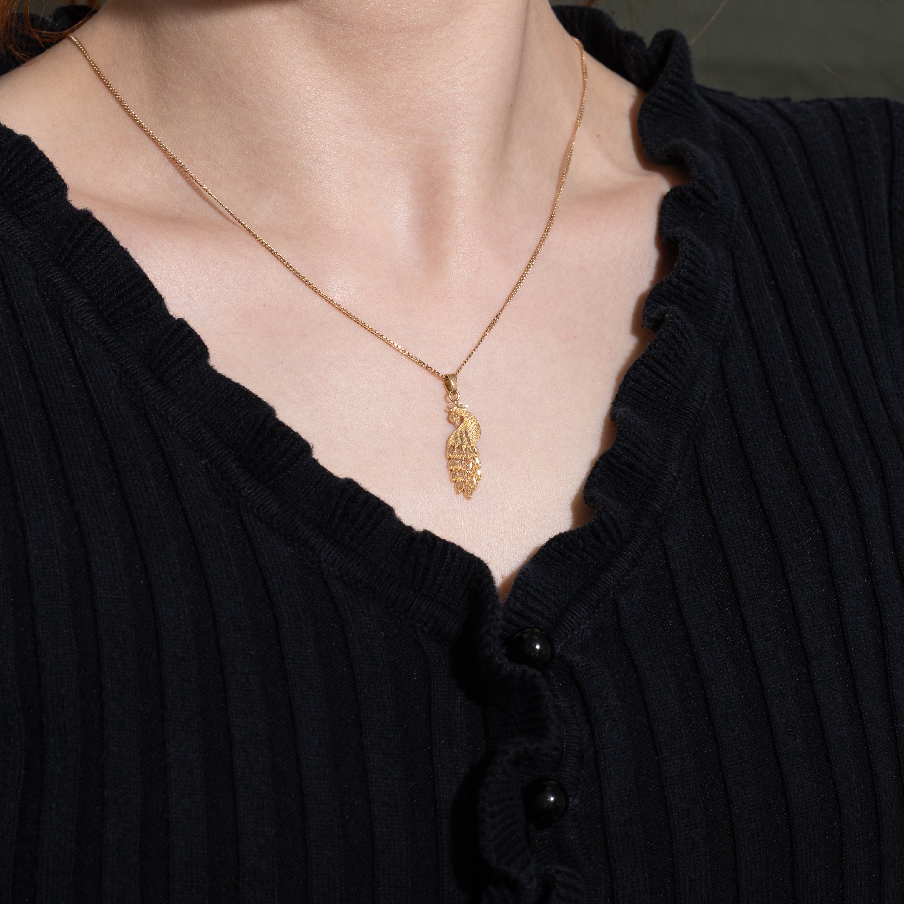 Pendentif Paon en Or Jaune 18 carats