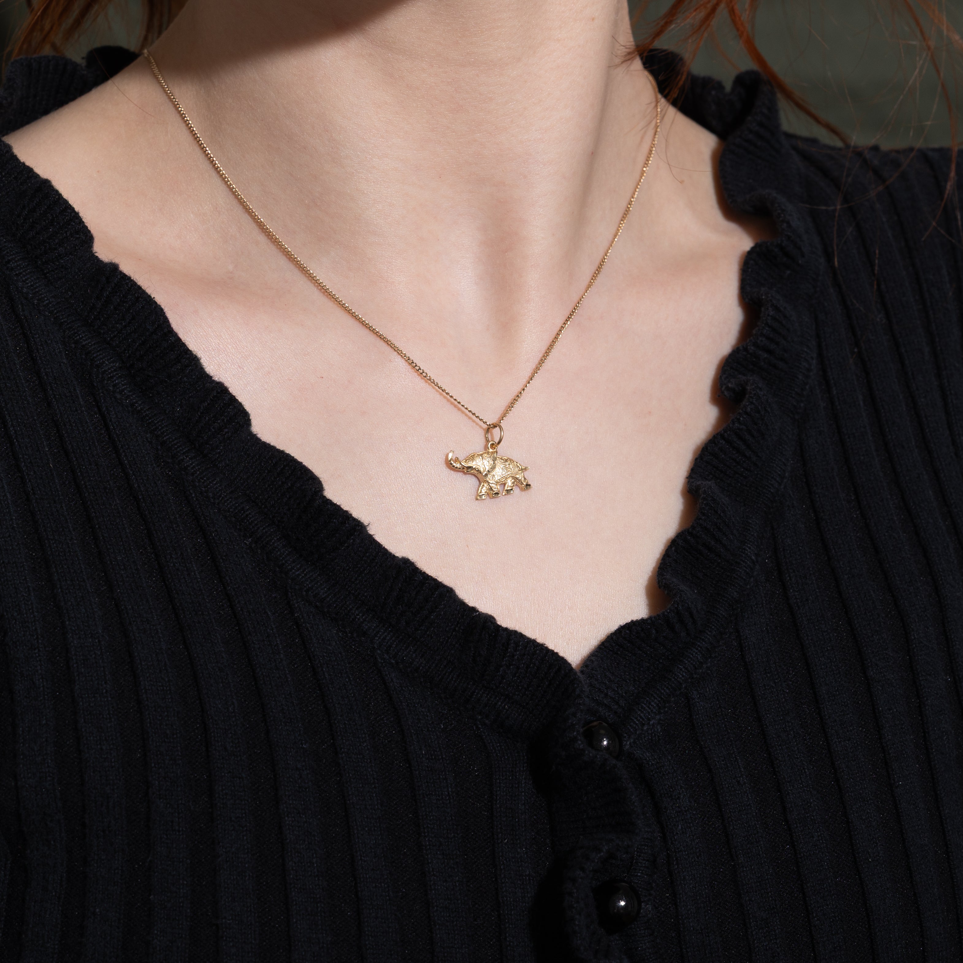 10k Yellow Gold Detailed Elephant Charm