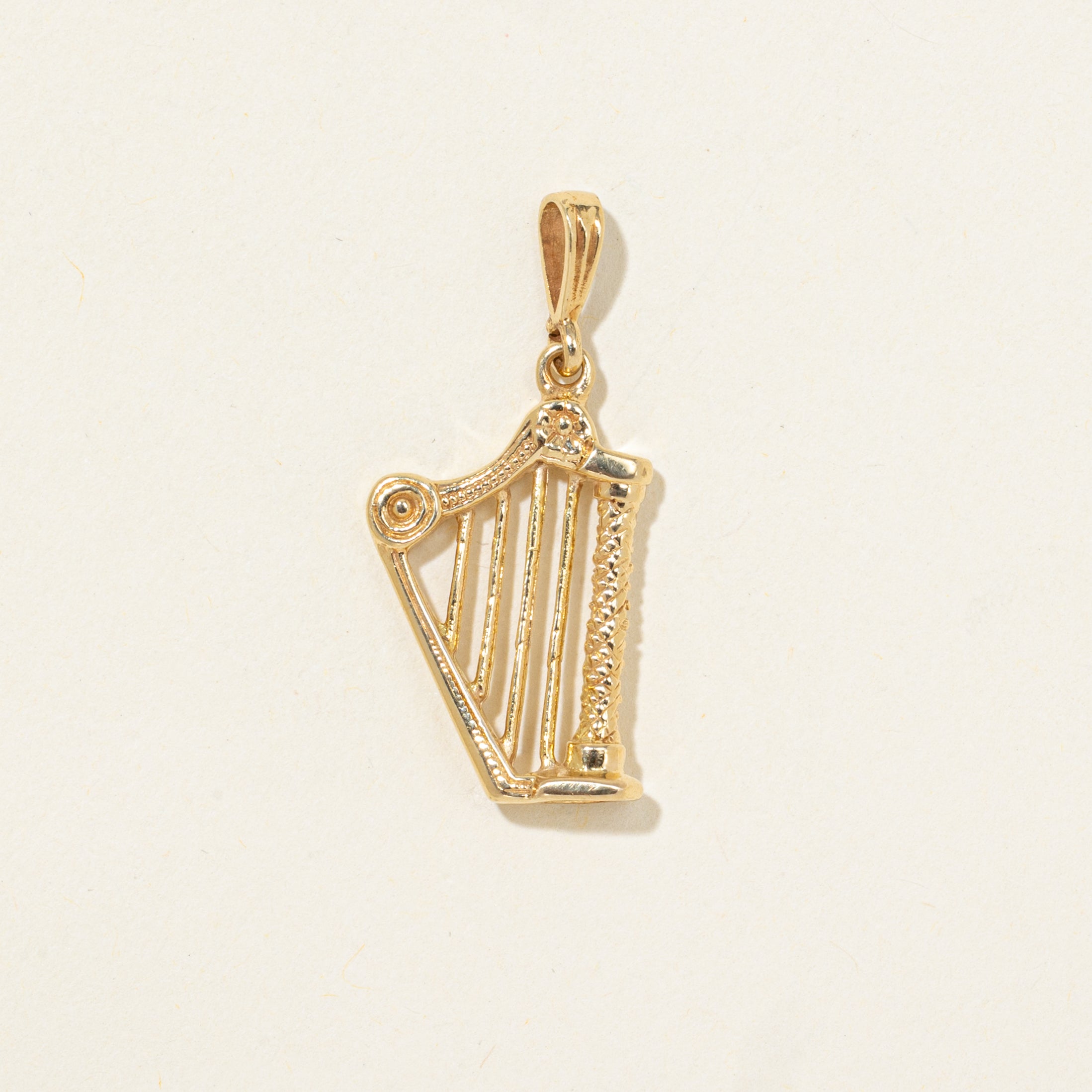 10k Yellow Gold Harp Pendant