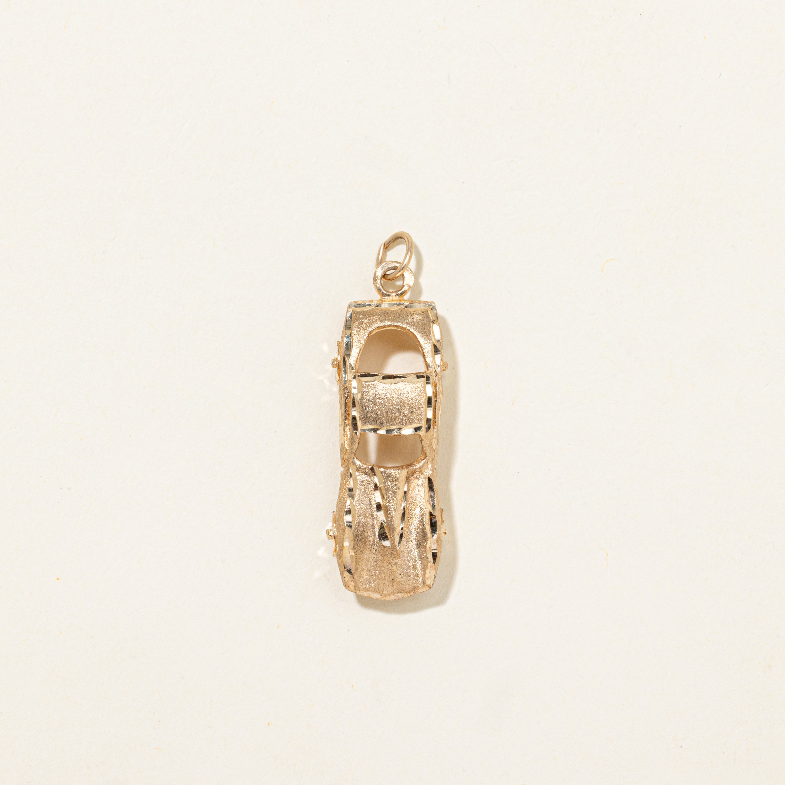 14k Yellow Gold Racecar Charm