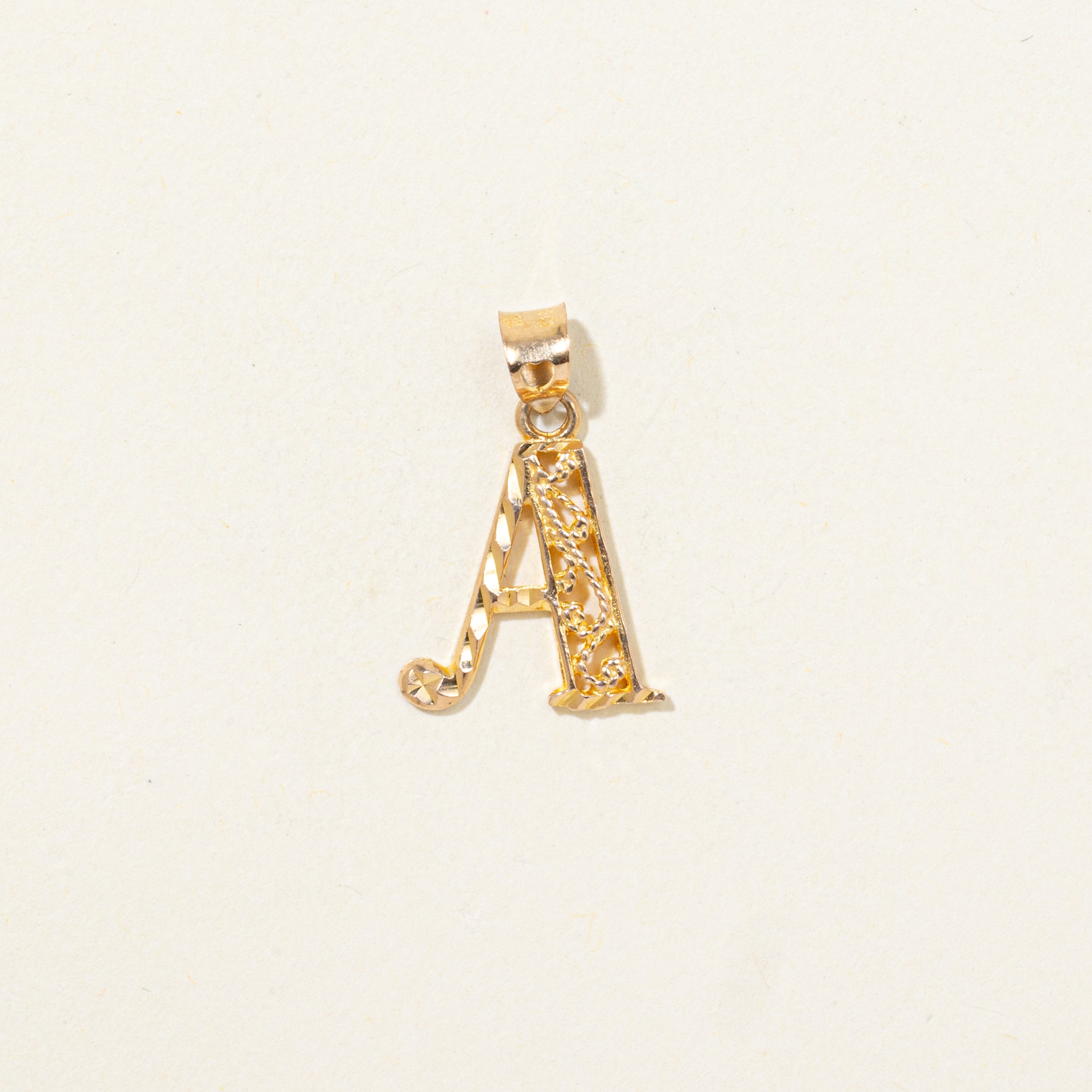 18k Yellow Gold Ornate Initial "A" Pendant
