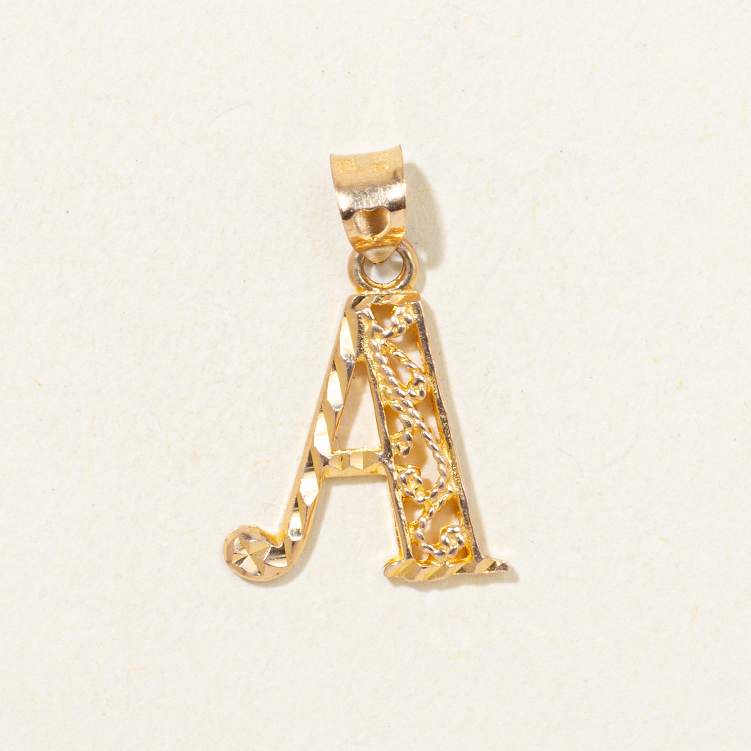18k Yellow Gold Ornate Initial "A" Pendant