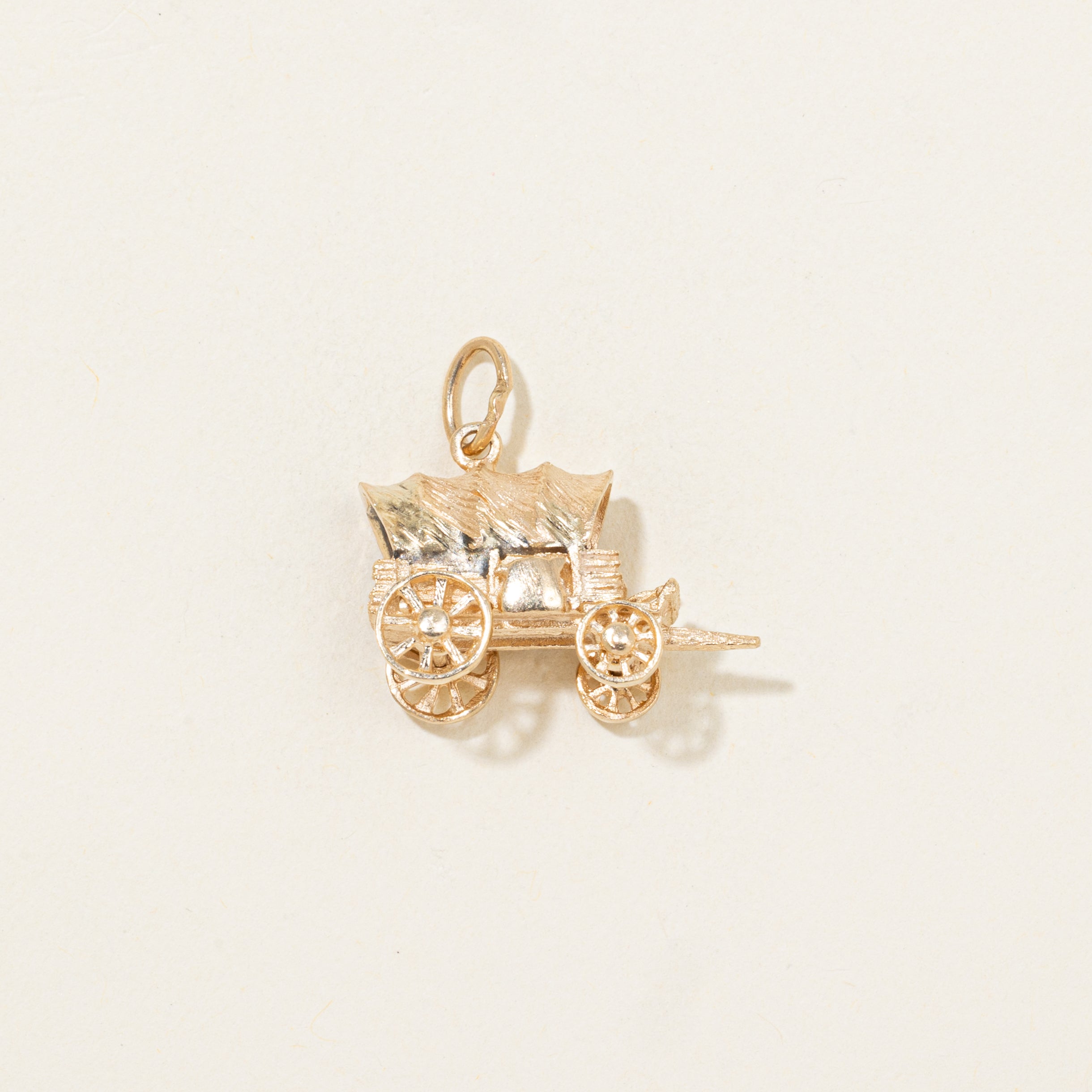 14K Yellow Gold Covered Wagon Charm