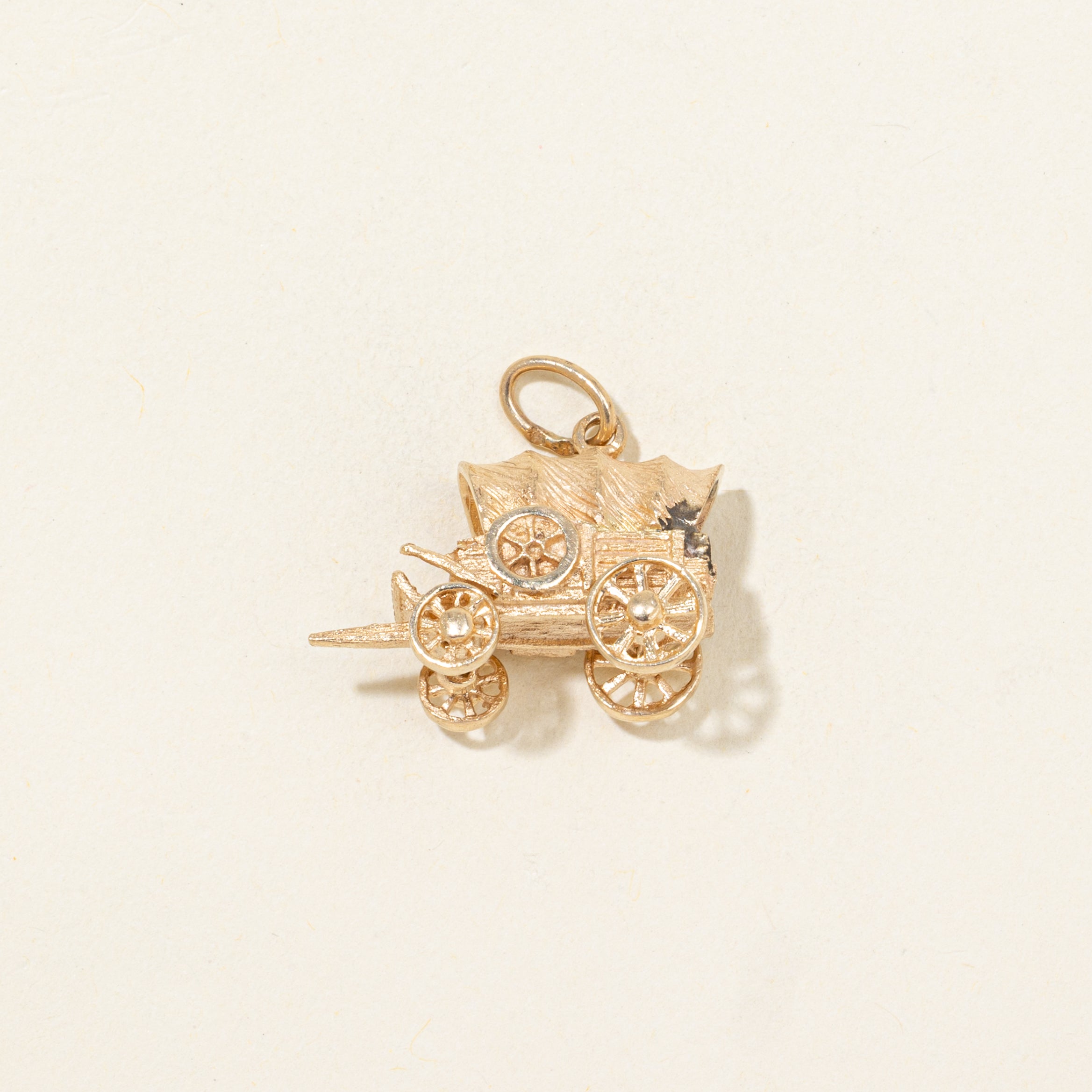 14K Yellow Gold Covered Wagon Charm