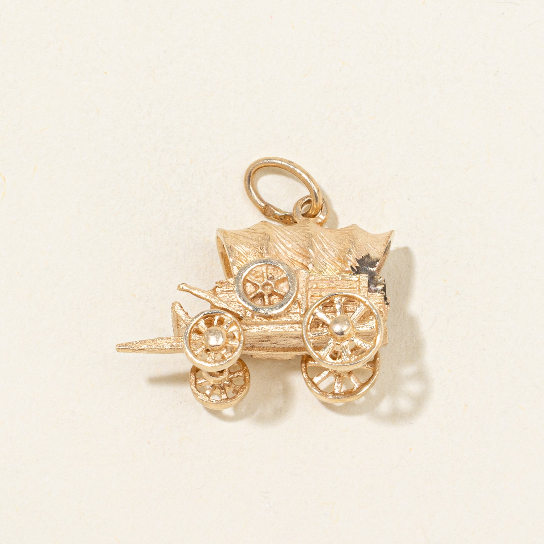 14K Yellow Gold Covered Wagon Charm
