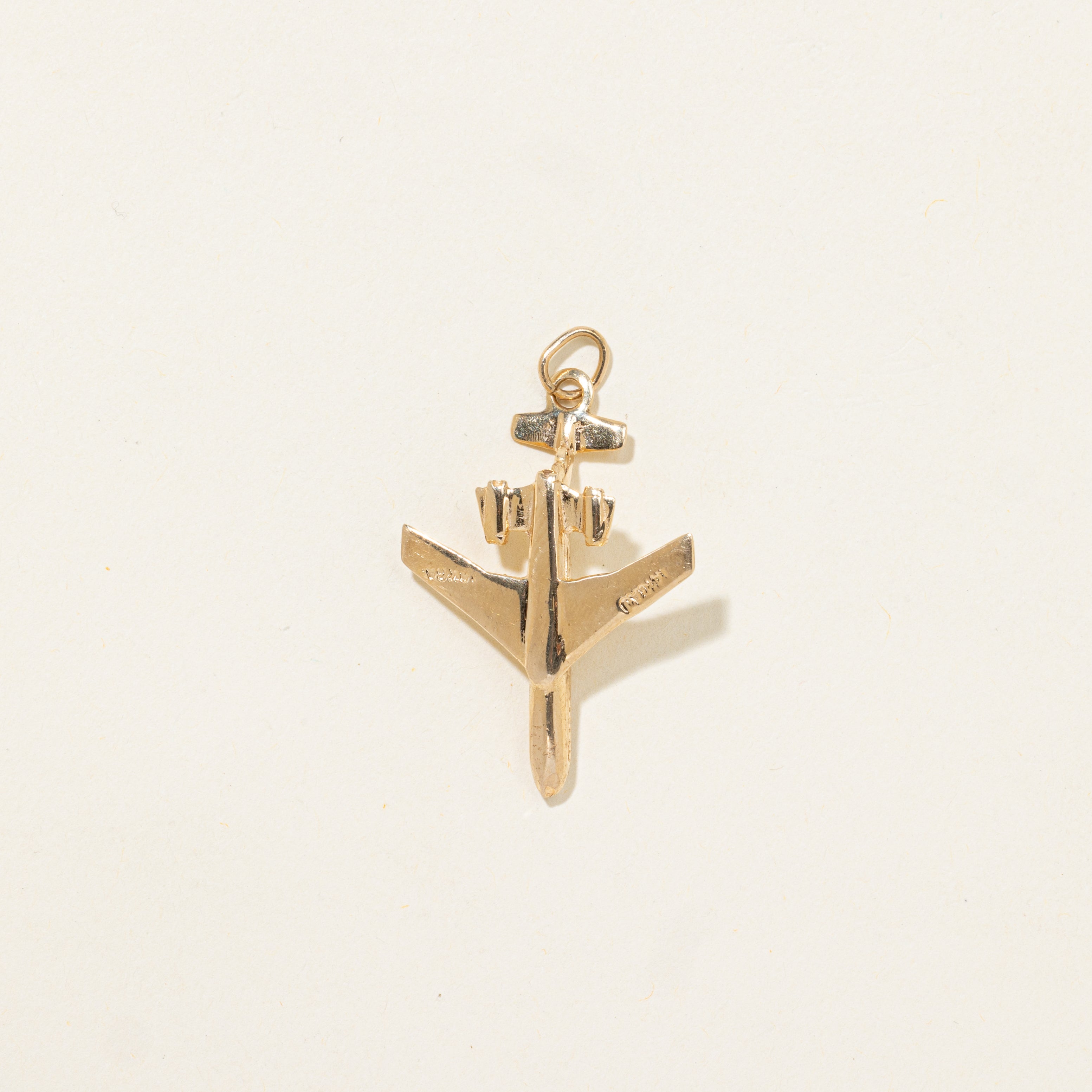14k Yellow Gold Airplane Charm