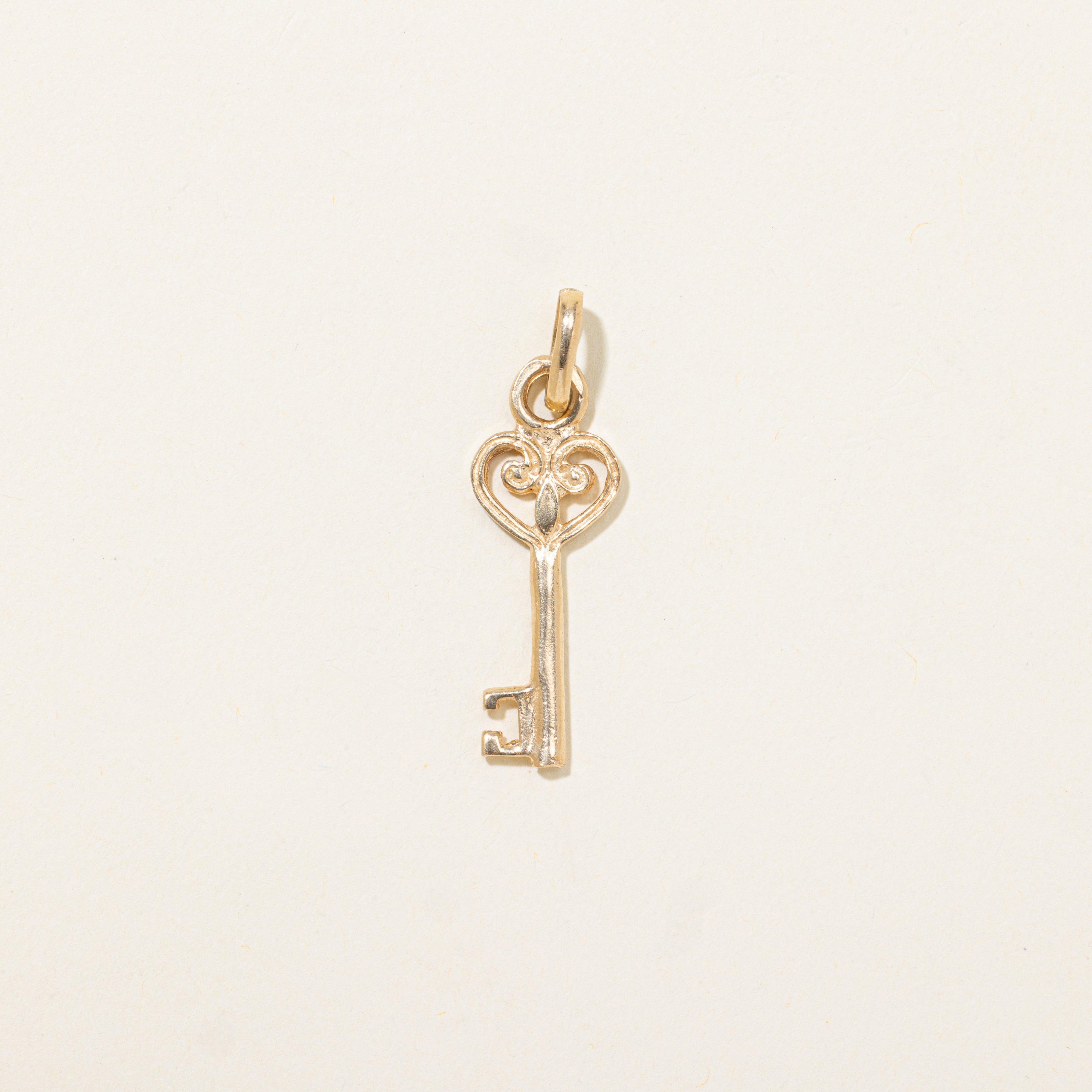 10k Yellow Gold Heart Key Charm